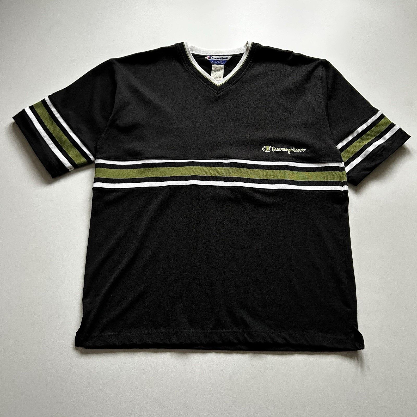 Vintage Y2k Champion T Shirt Jersey V Neck Large Black Rare Hoodie, Sweatshirt | PodTeesHub.com