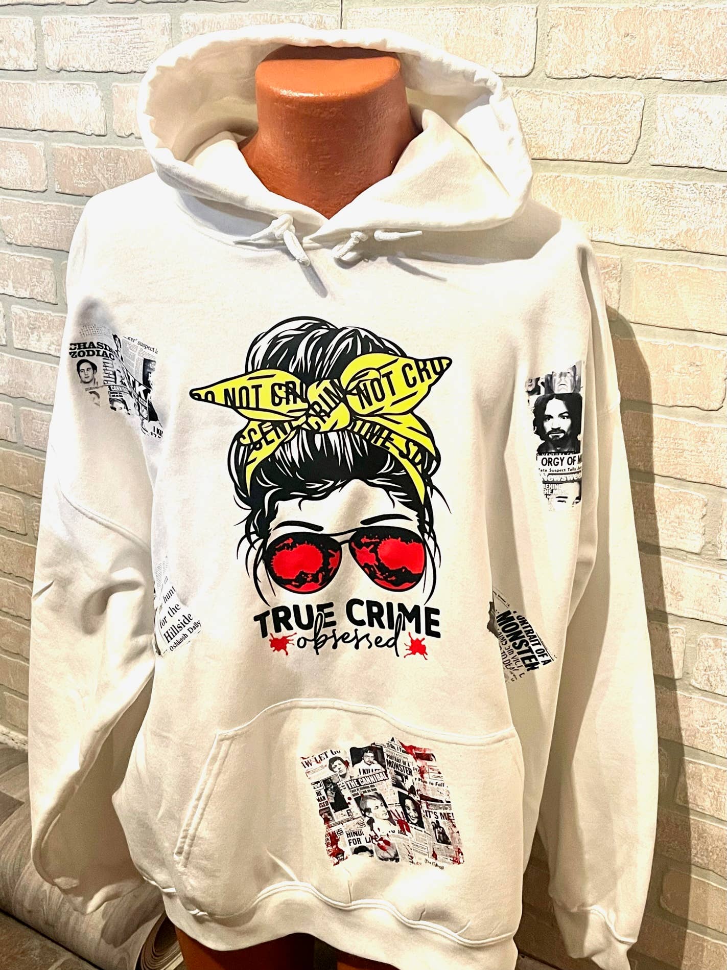 True Crime Obsessed Hoodie with News Clipping Images T-Shirts, Sweatshirt | PodTeesHub.com