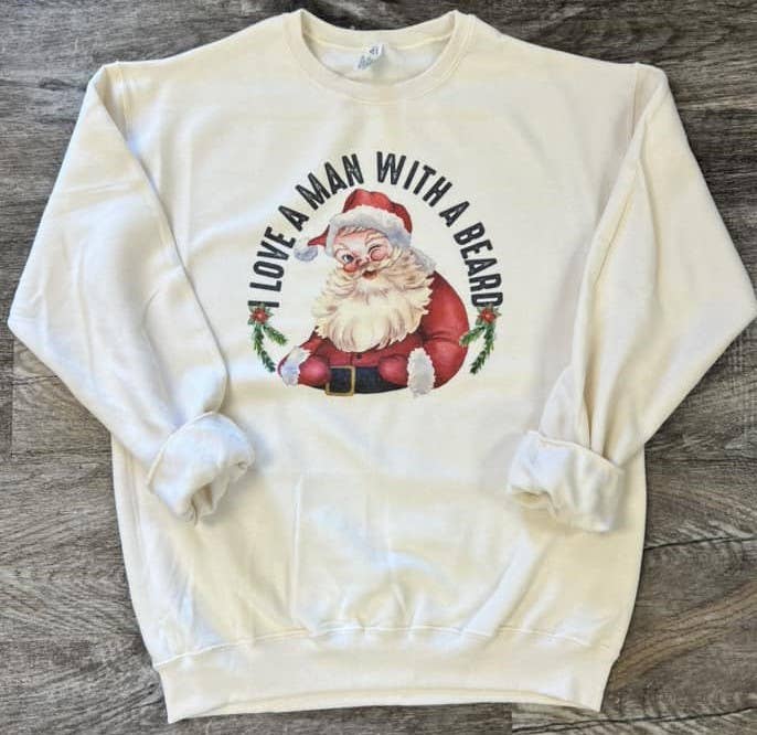 I Love A Man with A Beard On Cream Sweatshirt T-Shirts, Hoodie | PodTeesHub.com