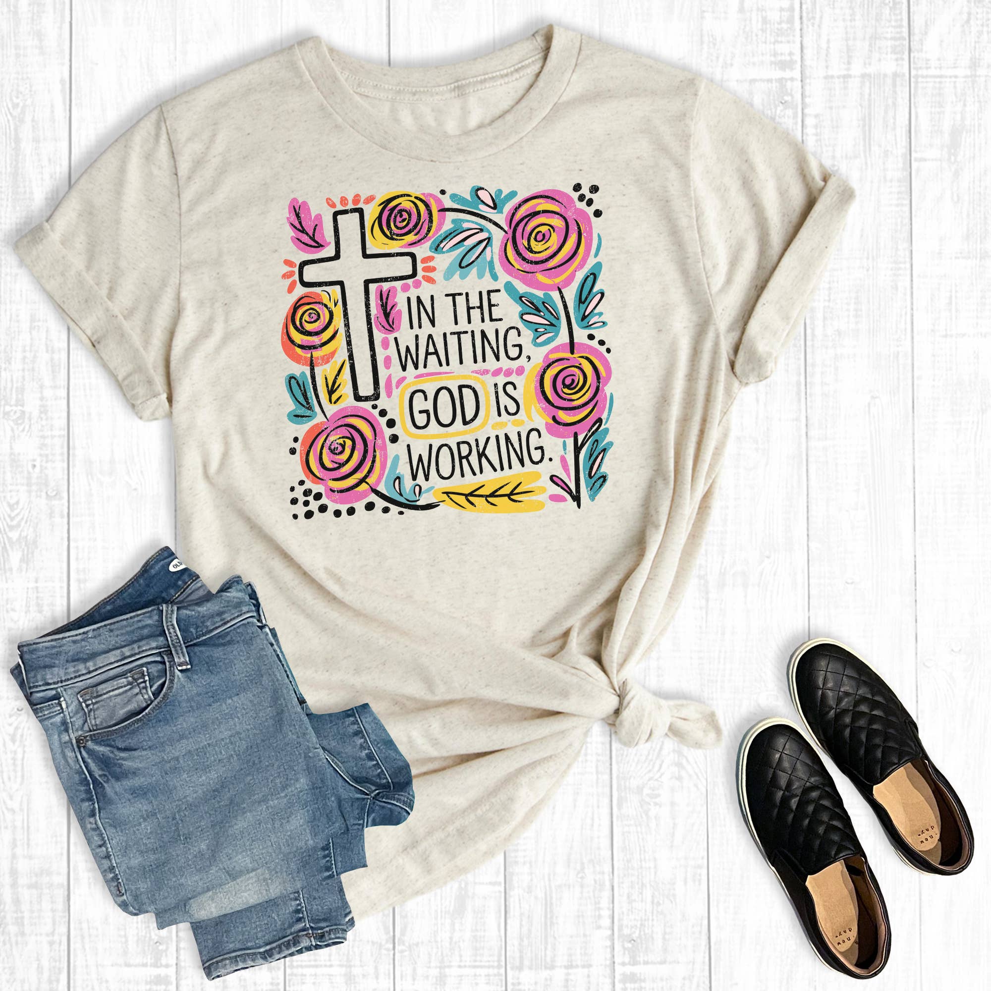 Faith Boho Floral Christian Graphic Tee Hoodie, Sweatshirt | PodTeesHub.com