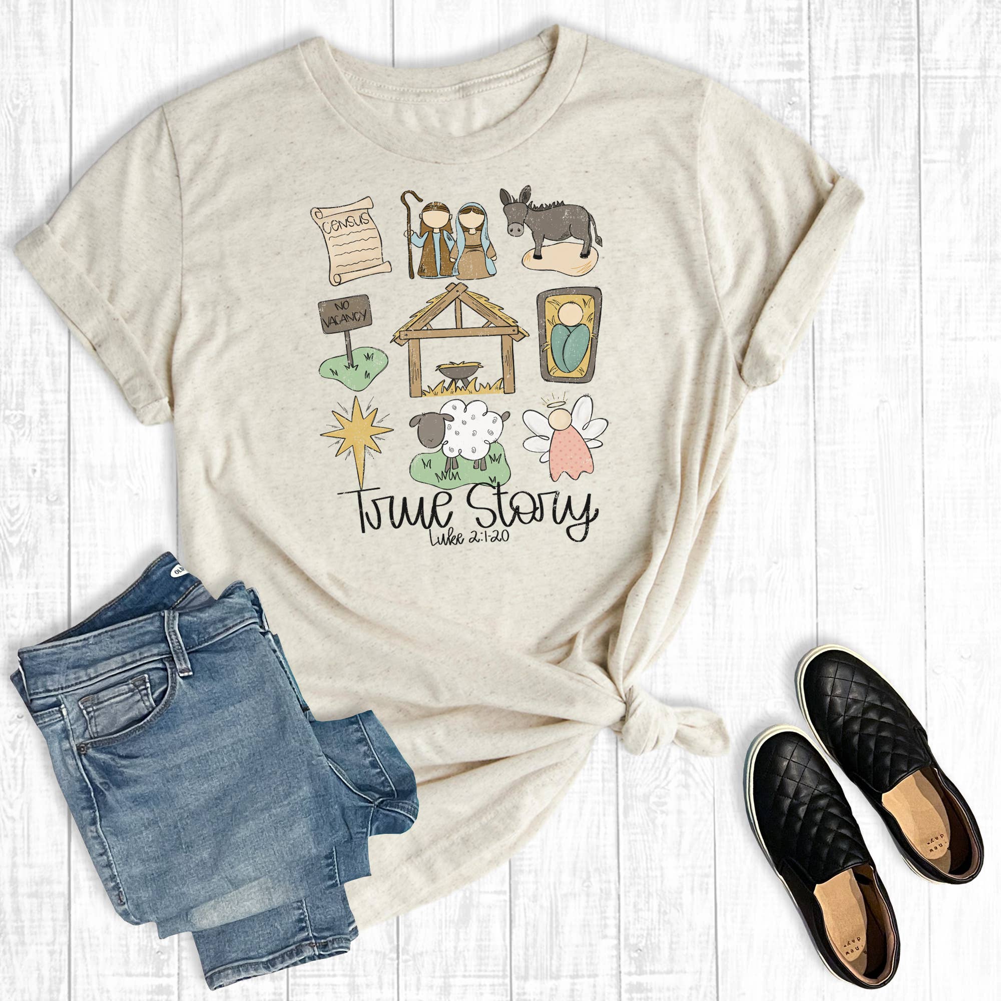 Retro Christmas Faith Nativity Graphic Tee Hoodie, Sweatshirt | PodTeesHub.com