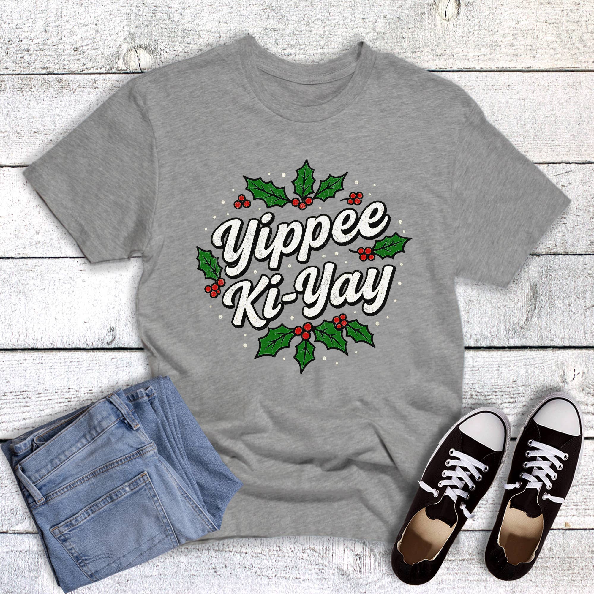 Christmas Yippie Ki Yay Graphic Tee Hoodie, Sweatshirt | PodTeesHub.com
