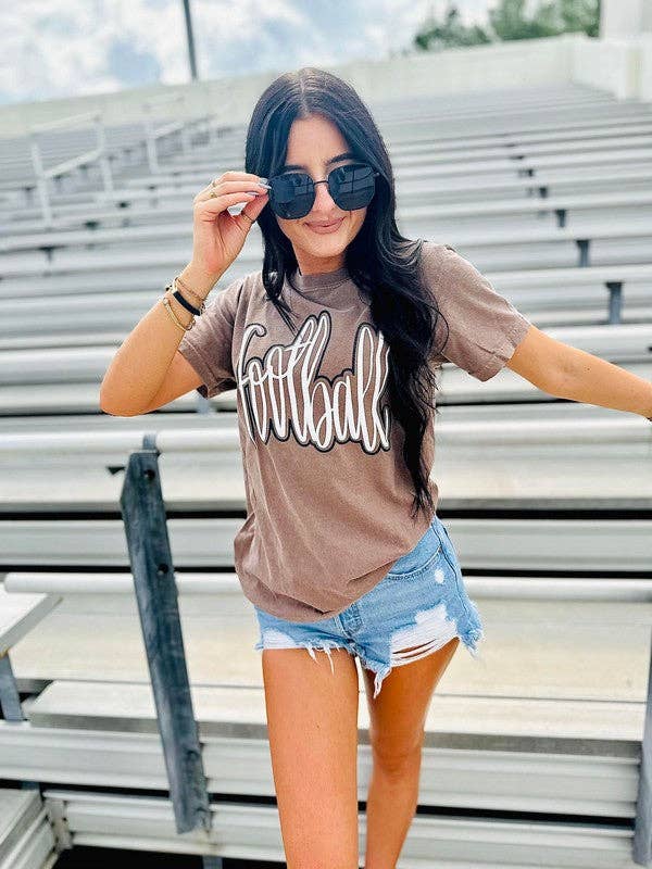 Cursive Football Double Puff-Glitter Tee Hoodie, Sweatshirt | PodTeesHub.com