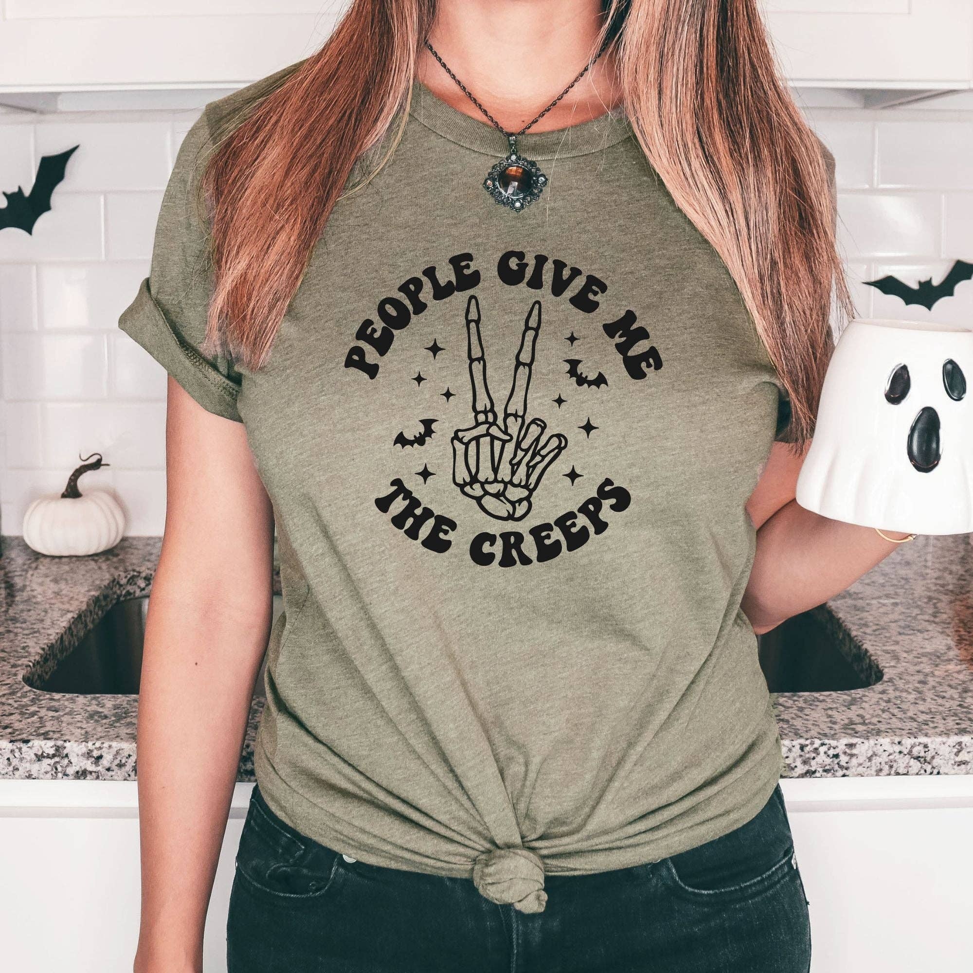People Give Me the Creeps Halloween Graphic Tee Spooky Season Tshirt *Unisex Fit* Hoodie, Sweatshirt | PodTeesHub.com