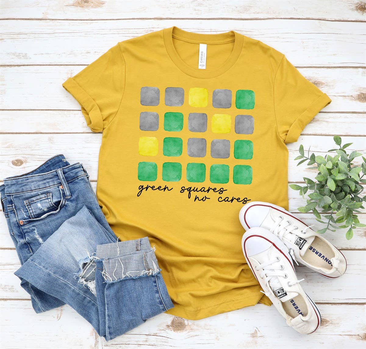 Green Squares No Cares Word Game T-Shirt - Wordle Game Tees Hoodie, Sweatshirt | PodTeesHub.com