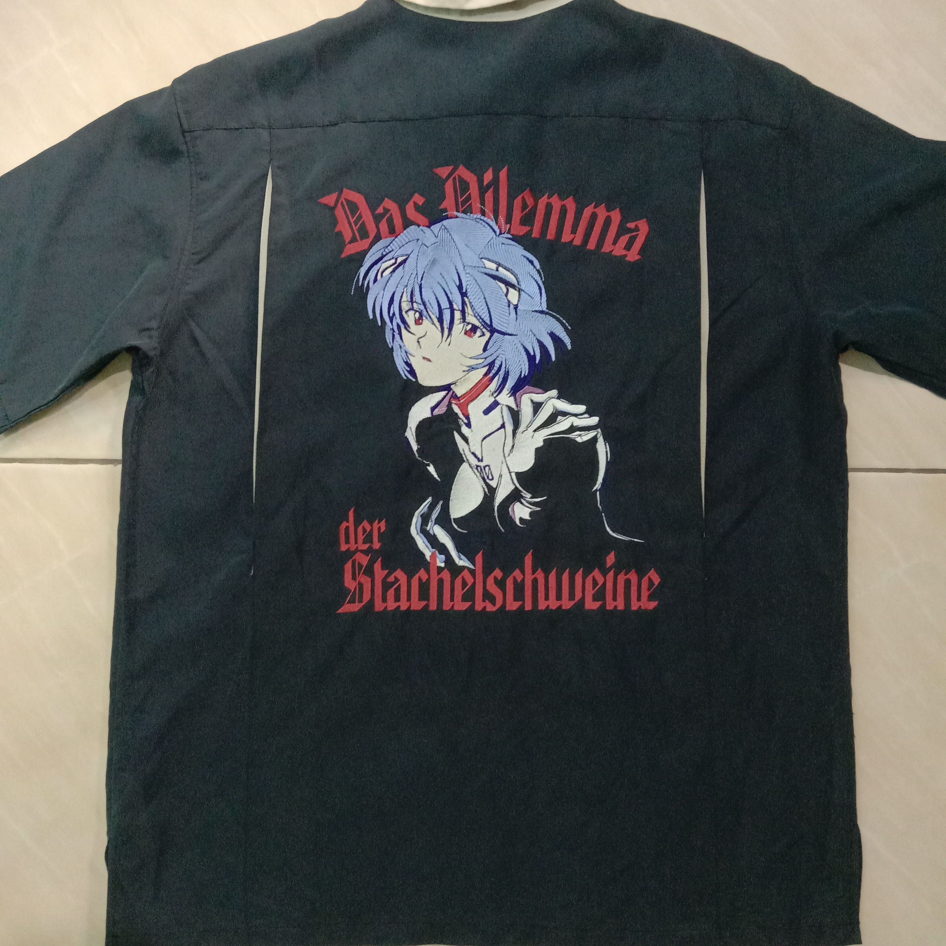 Japanese Brand Bowling Shirt Evangelion Rei Ayanami Cospa Embroidery Anime T-Shirts, Hoodie, Sweatshirt