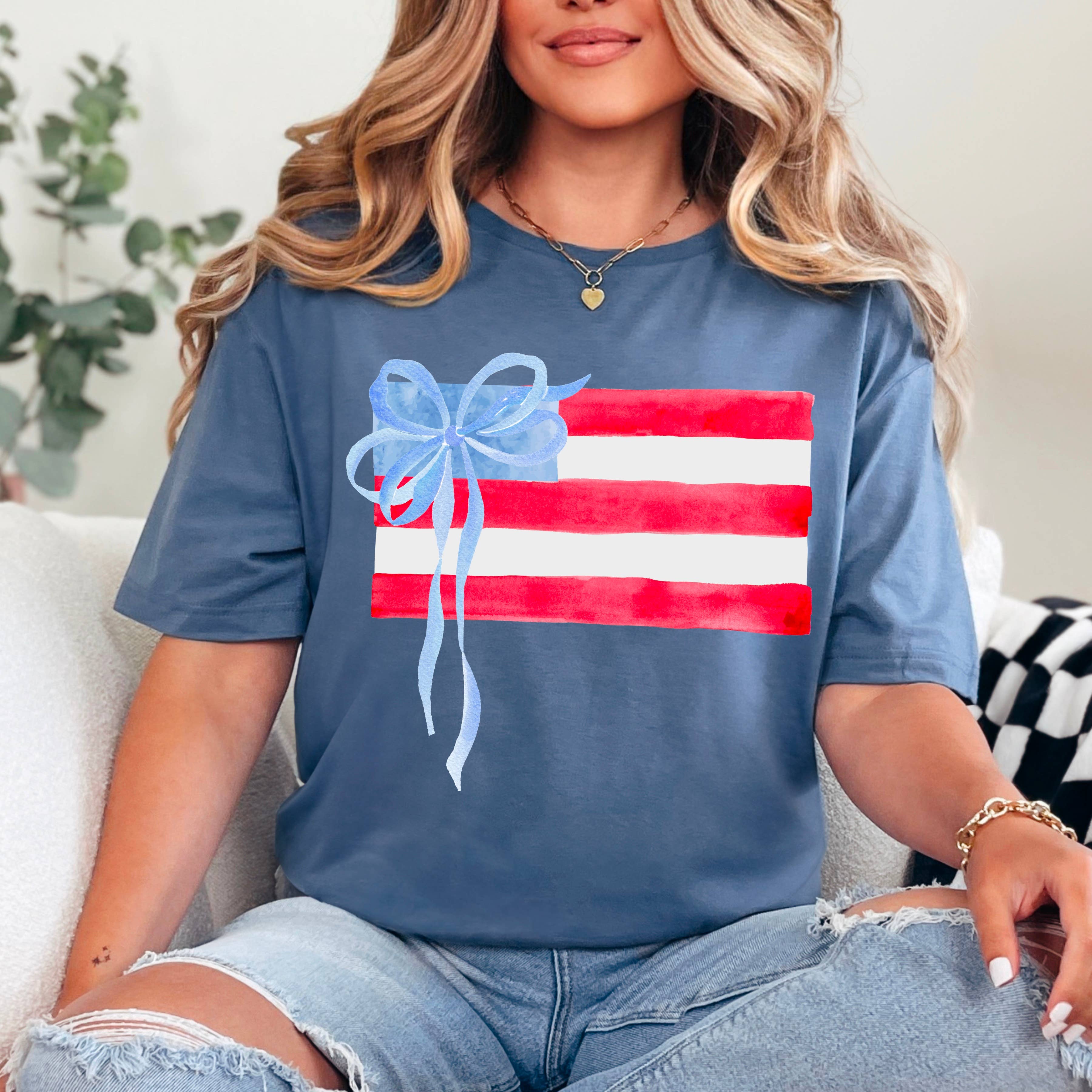 Coquette American Flag | July 4th Graphic Tee | Gildan Hoodie, Sweatshirt | PodTeesHub.com