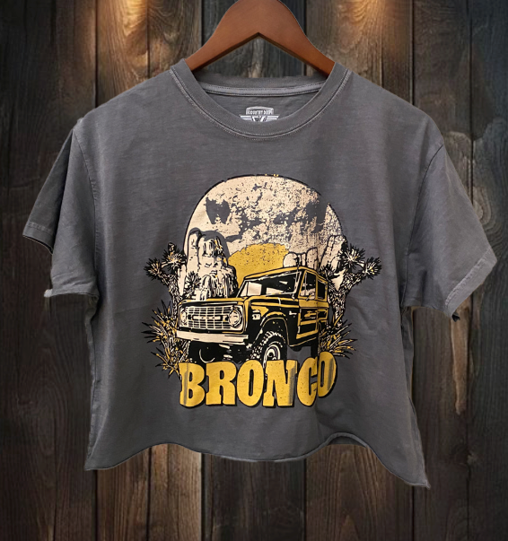 Bronco Vintage Relaxed Crop T-Shirt Hoodie, Sweatshirt | PodTeesHub.com