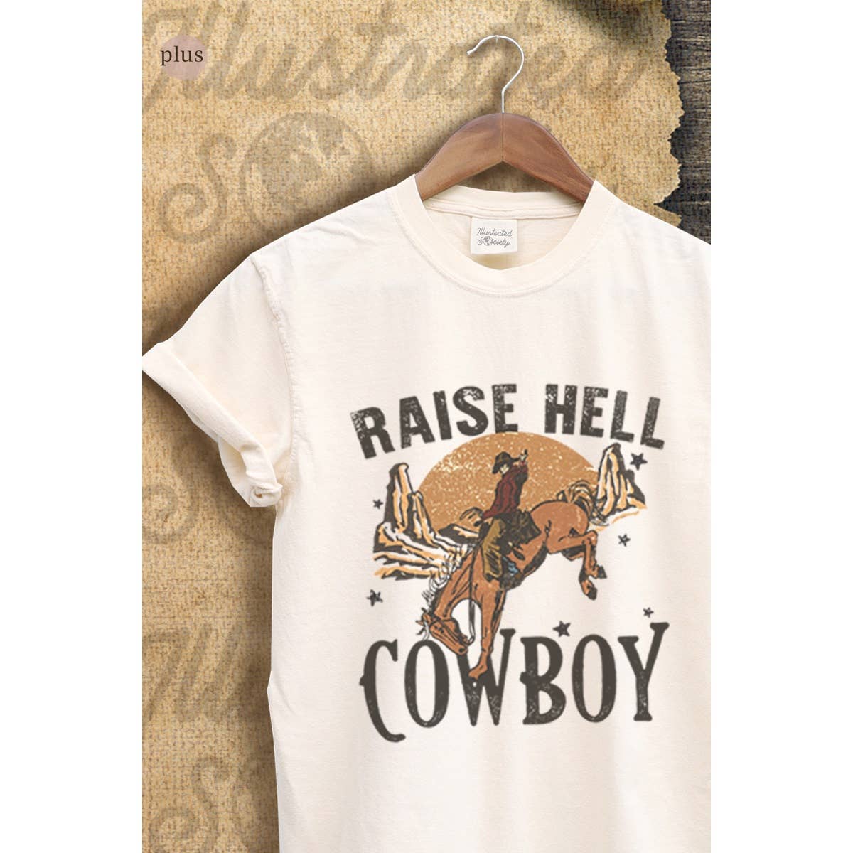 Raise Hell Cowboy Western  Vintage Graphic Plus Tee Hoodie, Sweatshirt | PodTeesHub.com