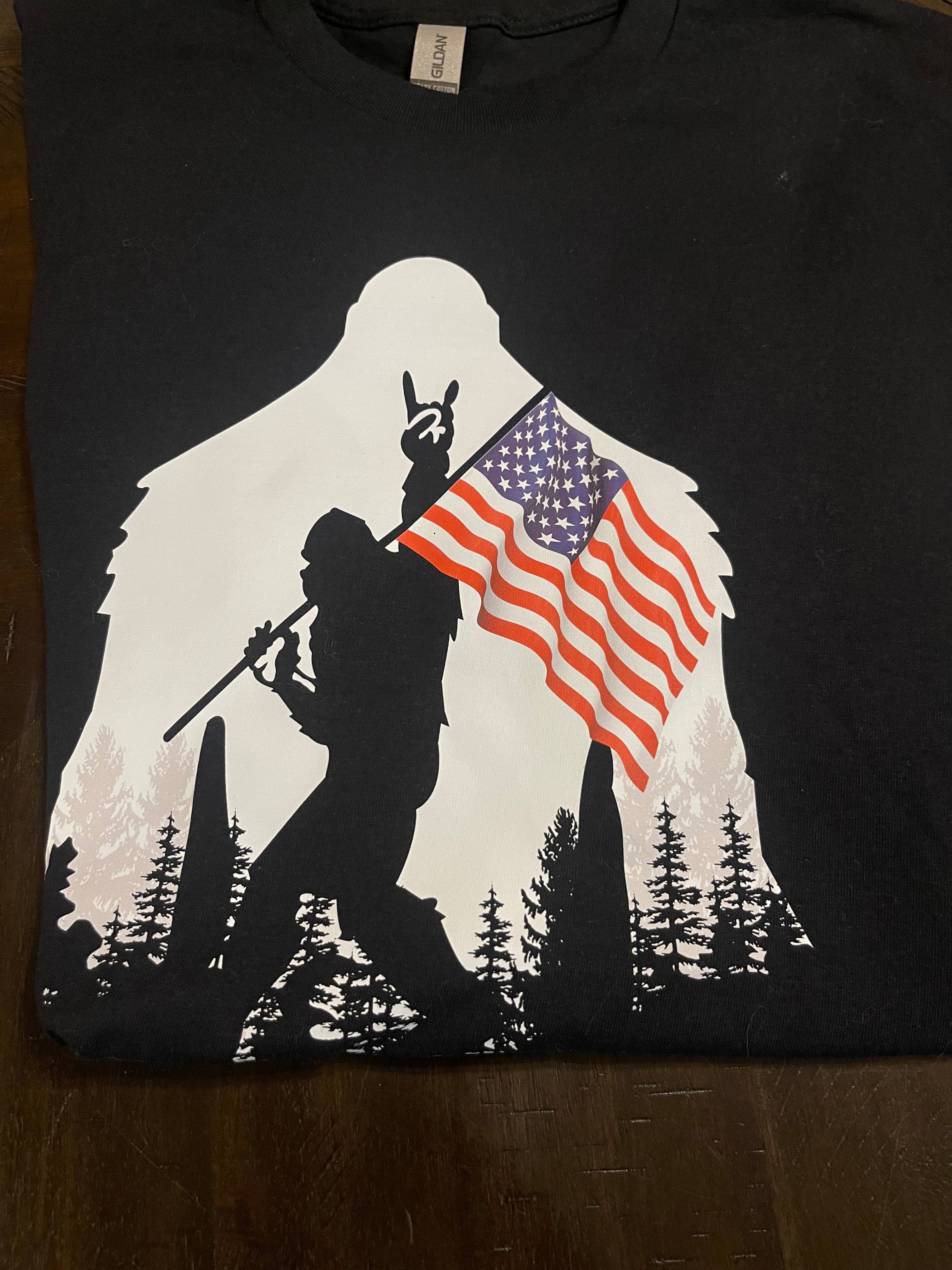 Patriotic July 4th Bigfoot T-Shirt (Black) Hoodie, Sweatshirt | PodTeesHub.com