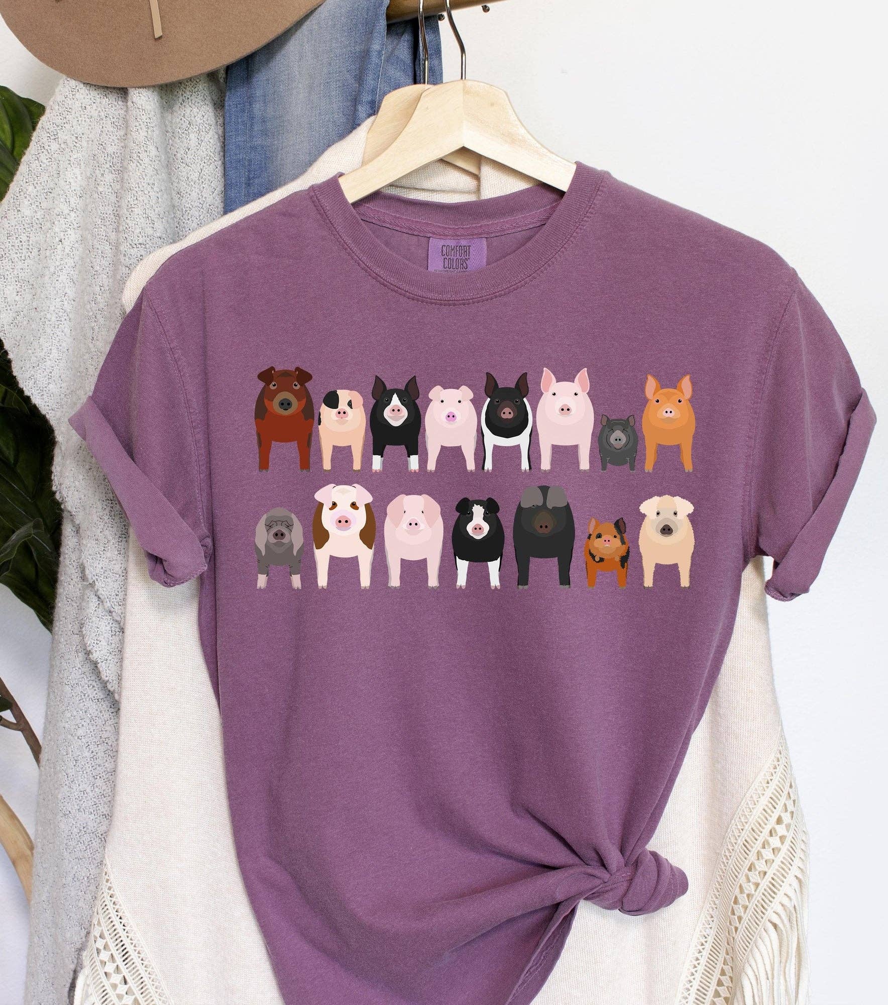 Pig Breeds Farm Animal Lover T-Shirt Hoodie, Sweatshirt | PodTeesHub.com