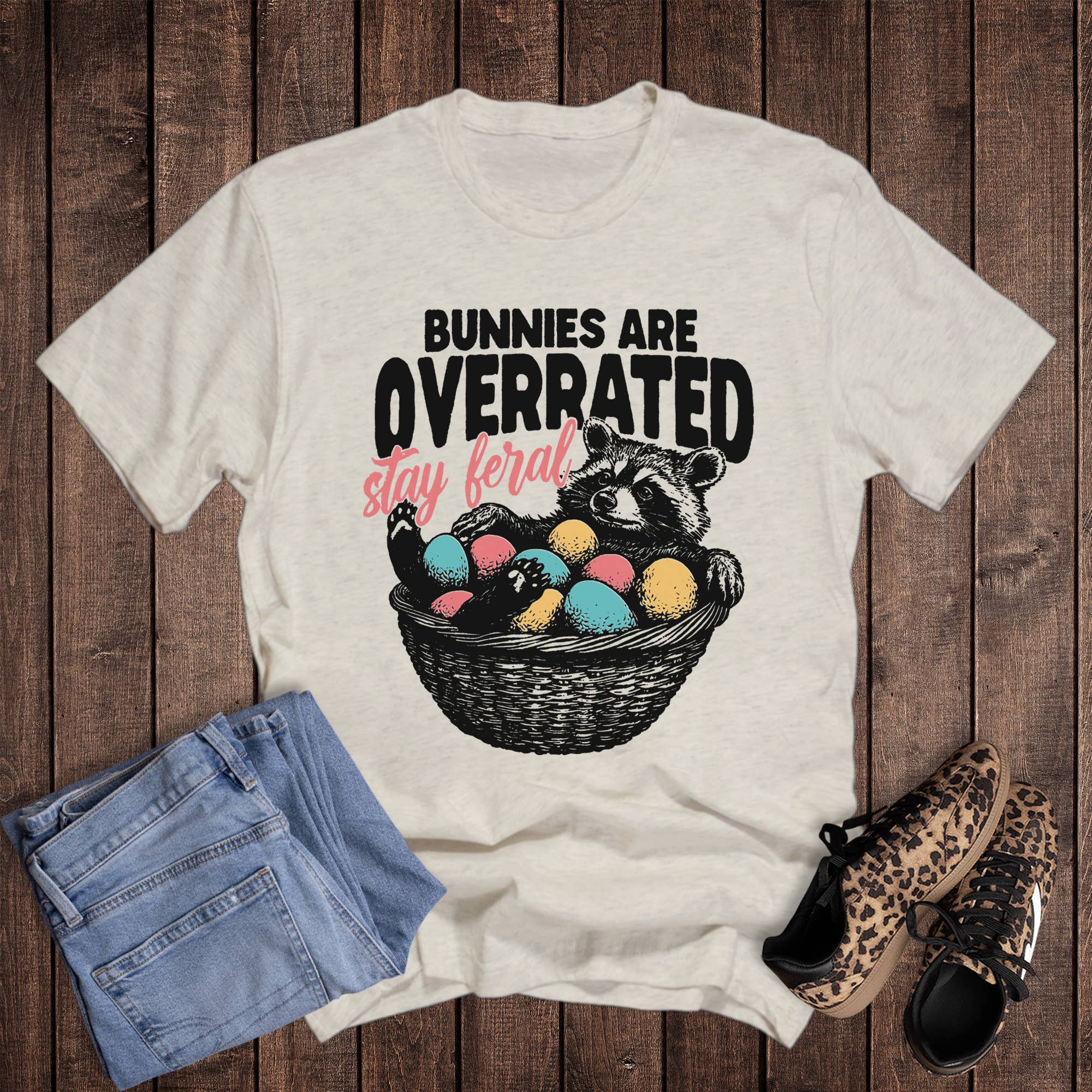 Easter Bunnies Overrated Stay Feral Graphic Tee Hoodie, Sweatshirt | PodTeesHub.com