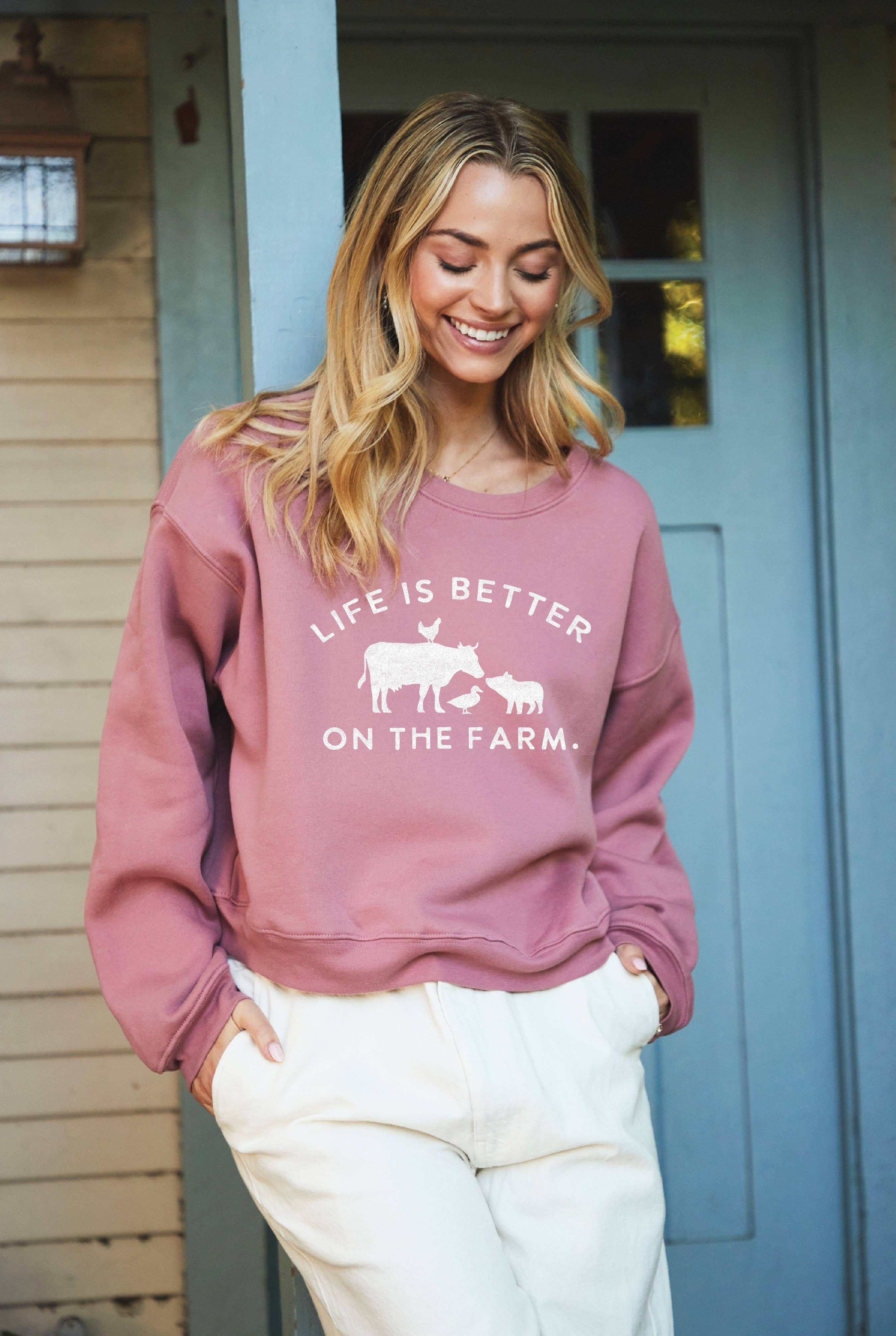 Life Is Better On the Farm Mid Graphic Sweatshirt T-Shirts, Hoodie | PodTeesHub.com