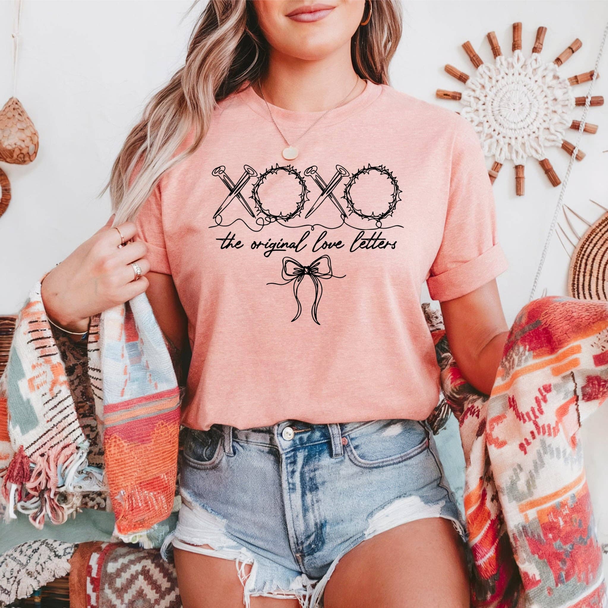 Xoxo Love Letters Peach Bella Spring Faith Graphic Tee Hoodie, Sweatshirt | PodTeesHub.com