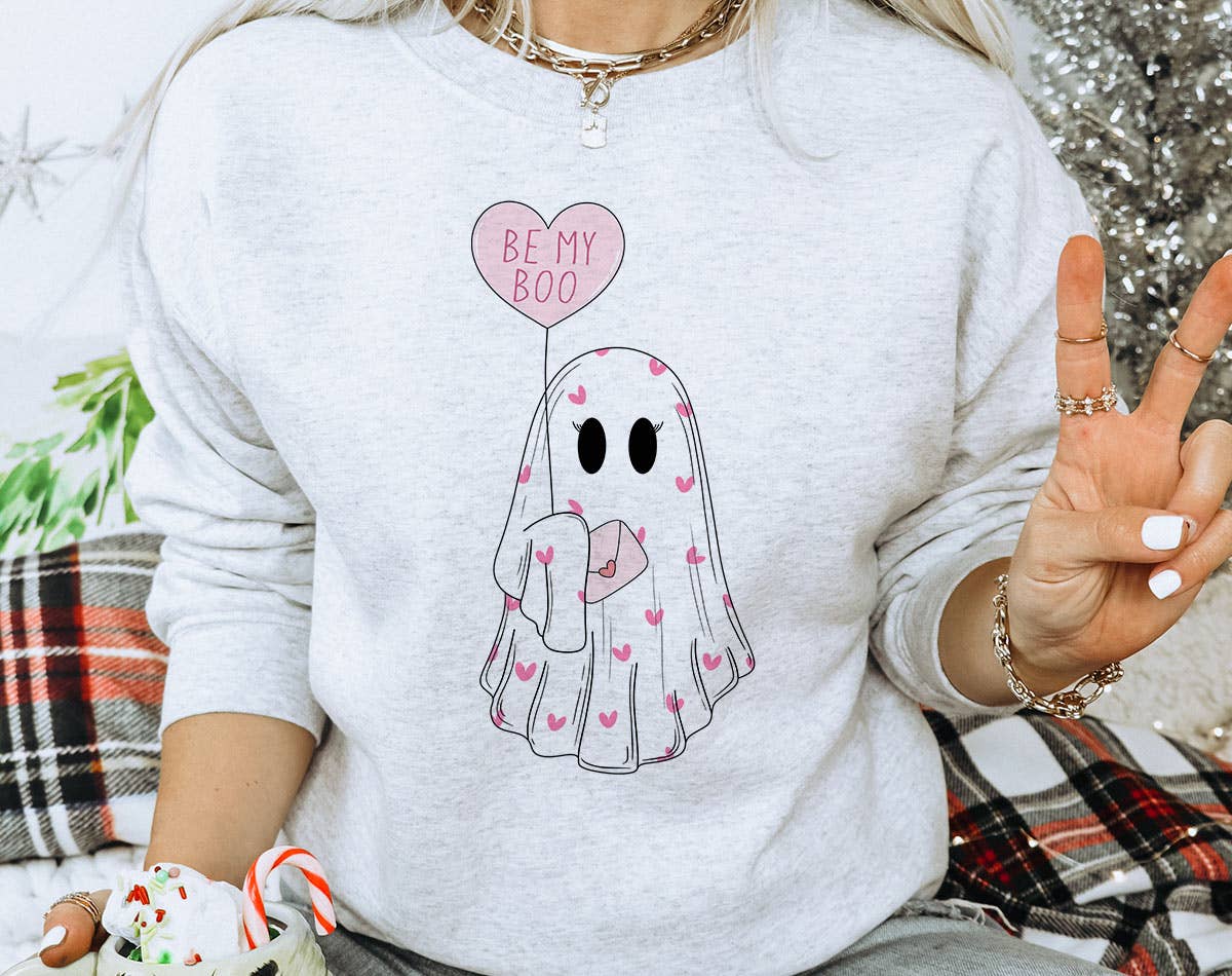 Be My Boo Ghost Heart Balloon - Valentine's Day Sweatshirt T-Shirts, Hoodie | PodTeesHub.com