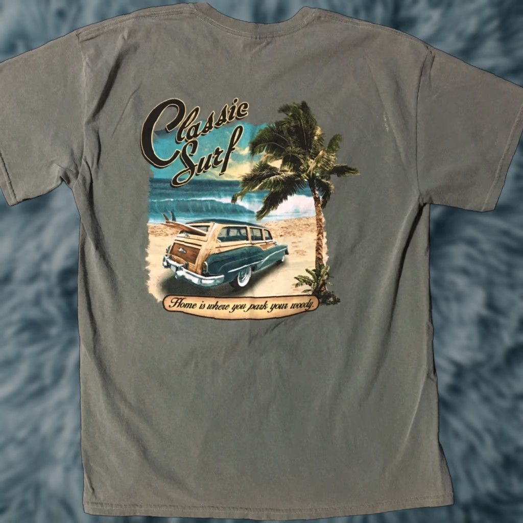 Vintage Kauai T Shirt Men L Green Classic Surf Hawaii Faded Paint Embroidered 90s Grunge Bea Hoodie, Sweatshirt