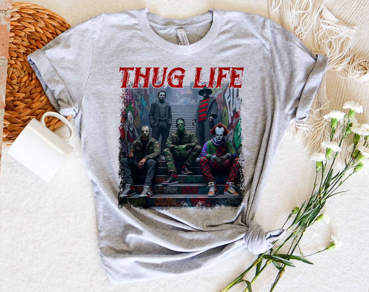 Thug Life Horror Movie Icons - Halloween Graphic Tee Shirt Hoodie, Sweatshirt | PodTeesHub.com