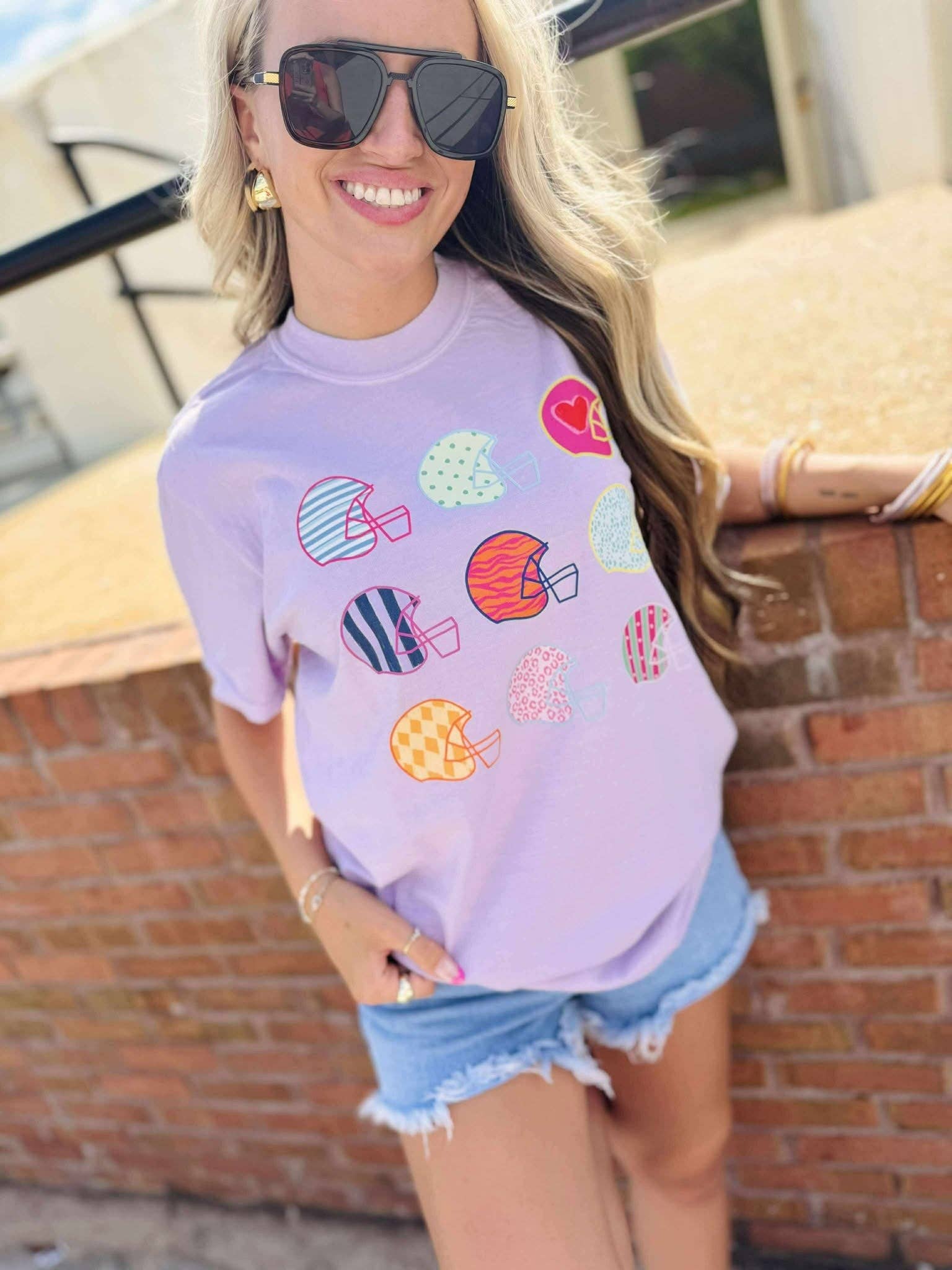 Neon Preppy Football Helmet Graphic Tee Hoodie, Sweatshirt | PodTeesHub.com