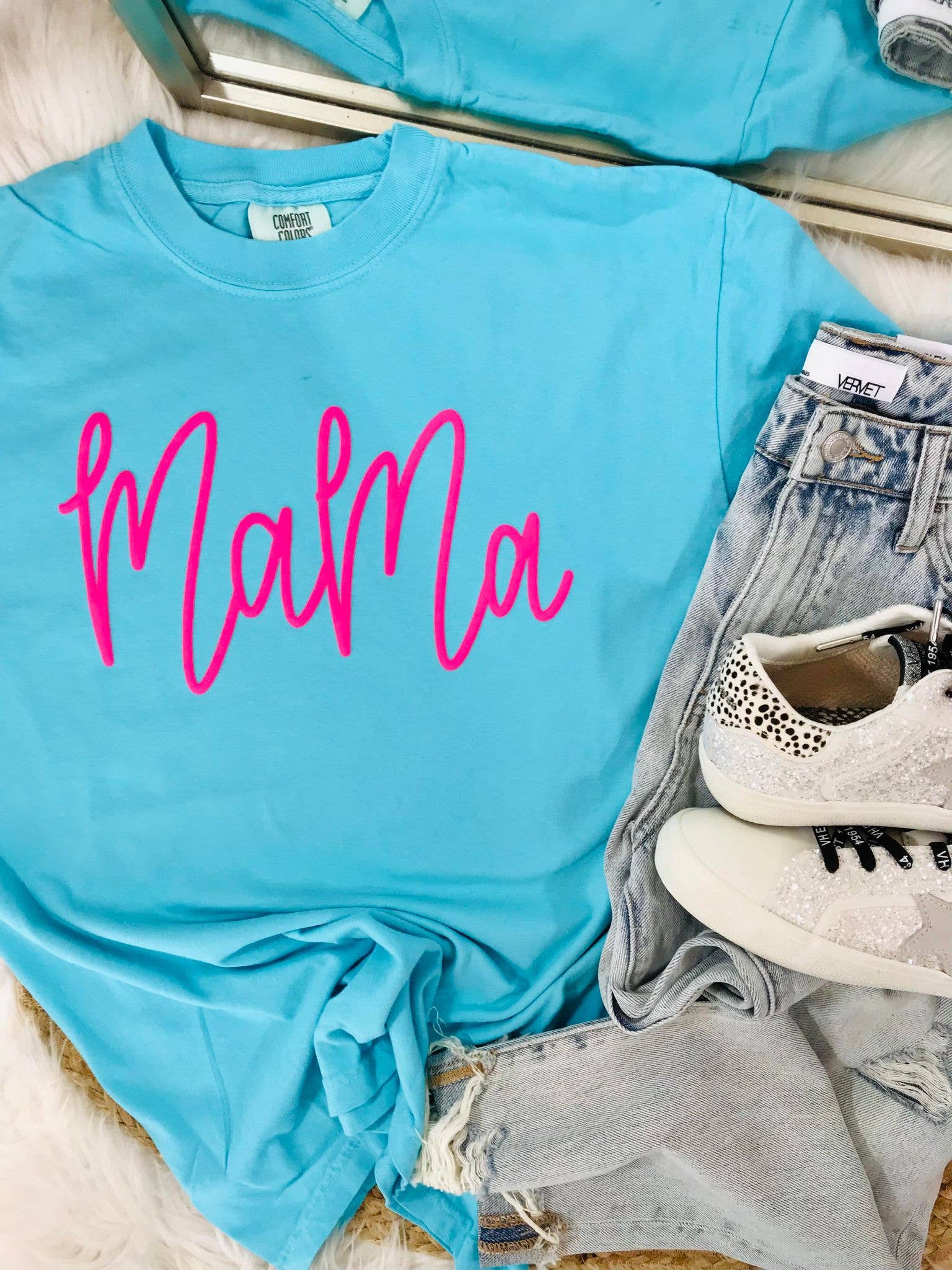 Mama Cursive Puff Tee Hoodie, Sweatshirt | PodTeesHub.com