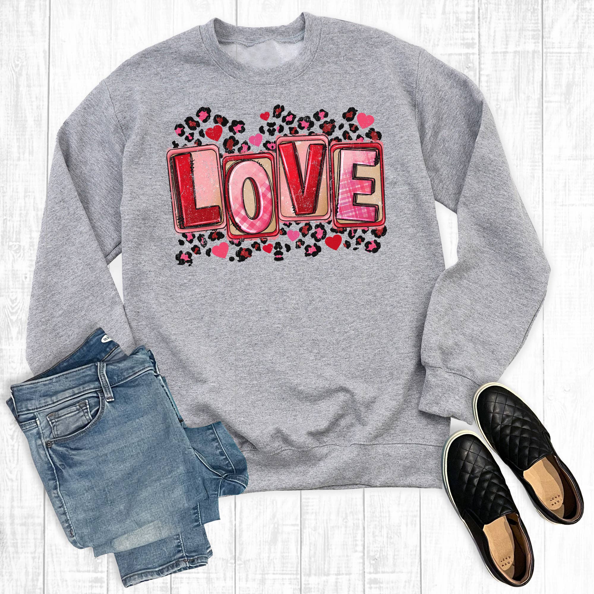 Valentine's Day Leopard Love Sweatshirt T-Shirts, Hoodie | PodTeesHub.com