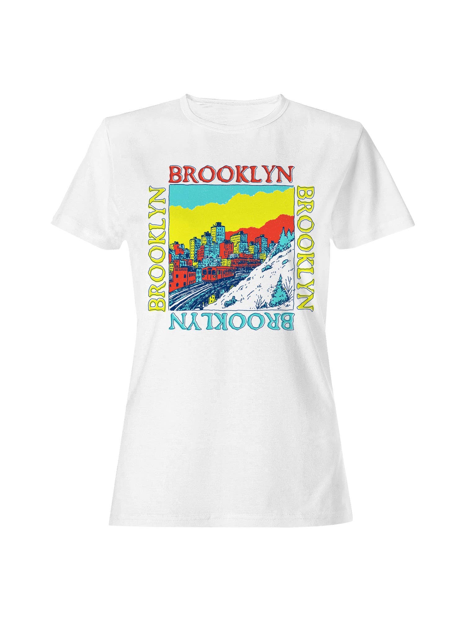 Brooklyn Vibrant Skyline Art Women's T-Shirt Hoodie, Sweatshirt | PodTeesHub.com