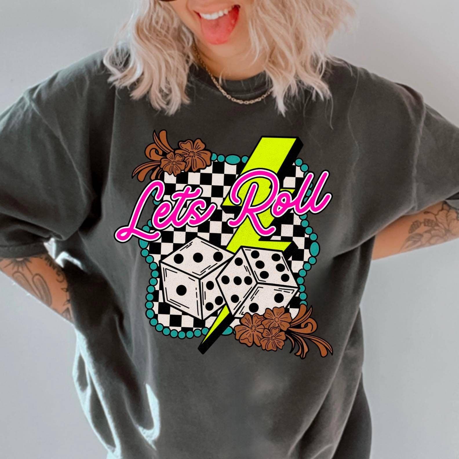 Let’S Roll Retro Western Comfort Color Graphic Tee Hoodie, Sweatshirt | PodTeesHub.com