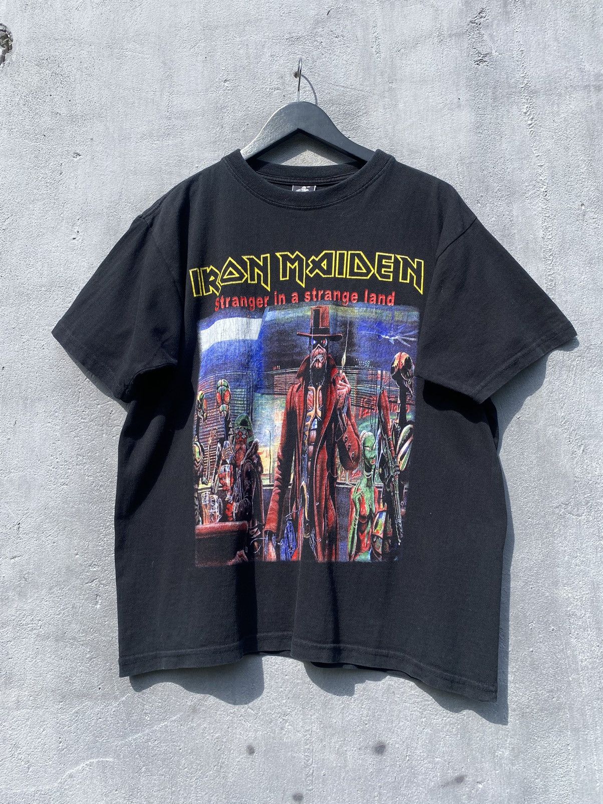 Iron Maiden X Vintage Vintage Iron Maiden Stranger In A Strange Land Band Tee Hoodie, Sweatshirt | PodTeesHub.com