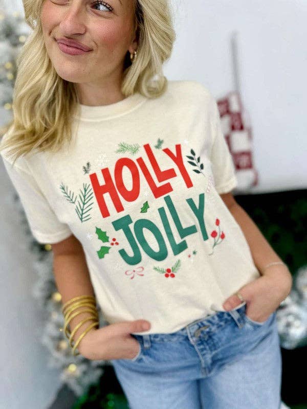 Holly Jolly Simple Circle Dtf Tee Hoodie, Sweatshirt | PodTeesHub.com