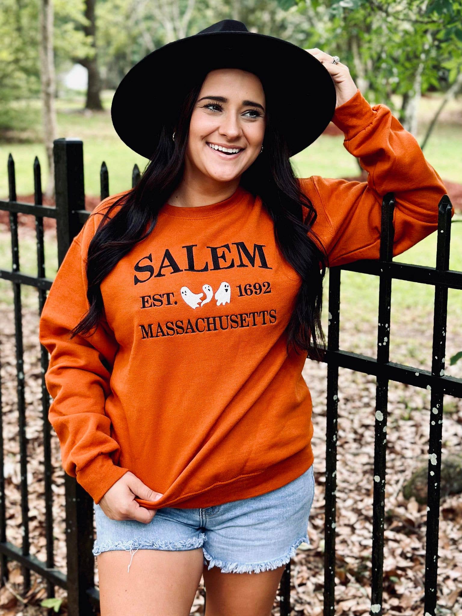 Salem Massachusetts Ghost Embroidered Sweatshirt T-Shirts, Hoodie | PodTeesHub.com