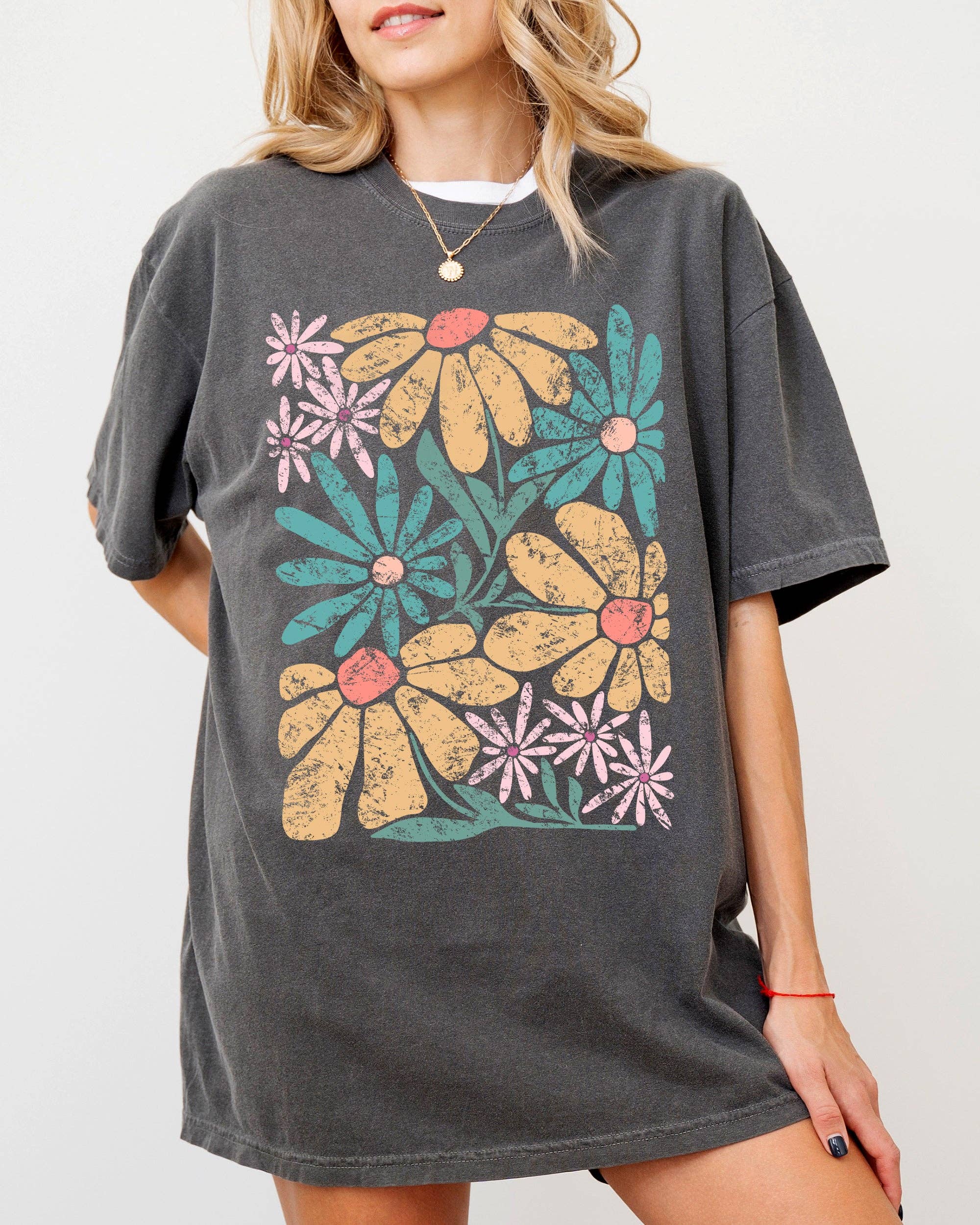 Chic Abstract Flowers, Boho Floral, Summer Vibes Shirt Hoodie, Sweatshirt | PodTeesHub.com
