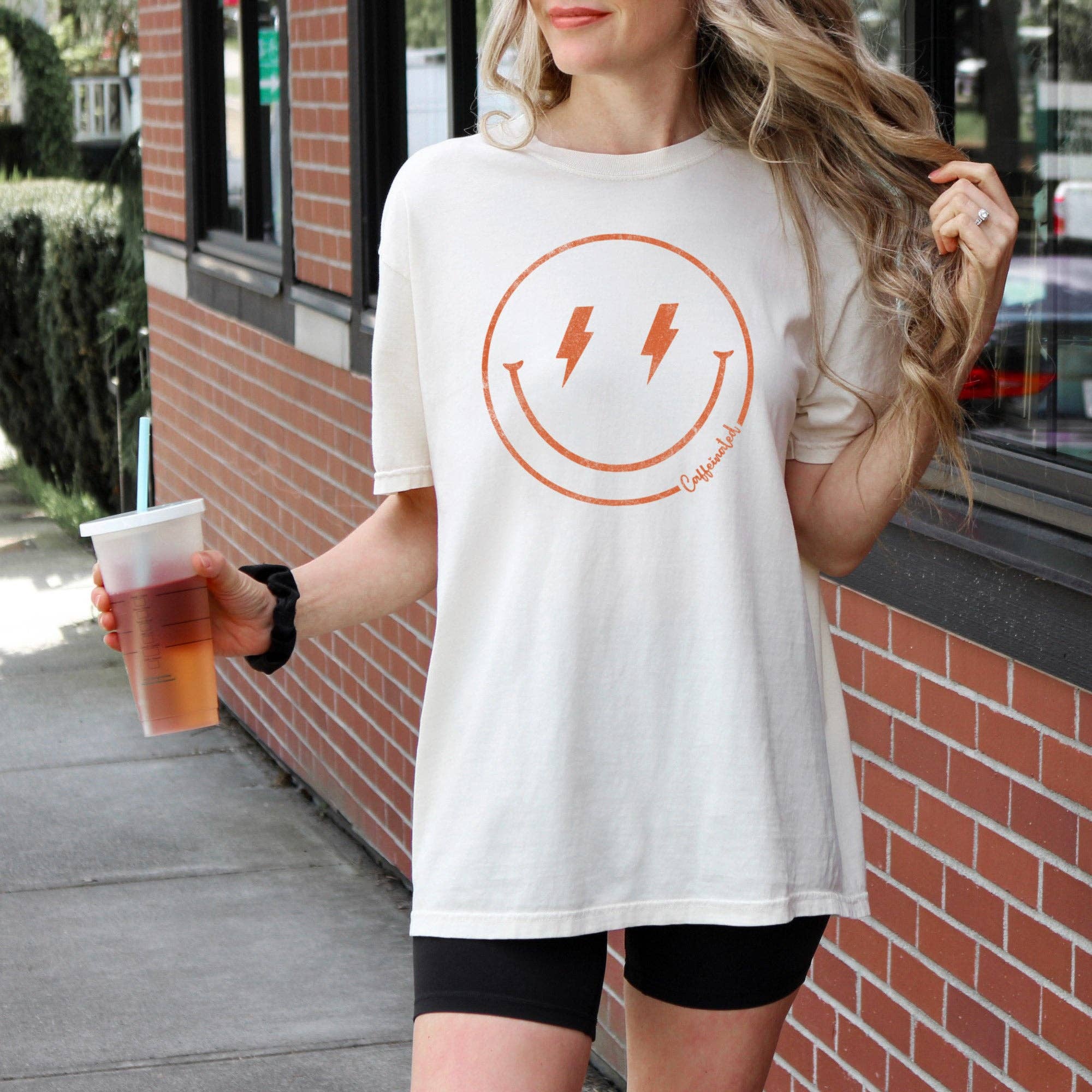 Retro Caffeinated Comfort Colors Tee Hoodie, Sweatshirt | PodTeesHub.com