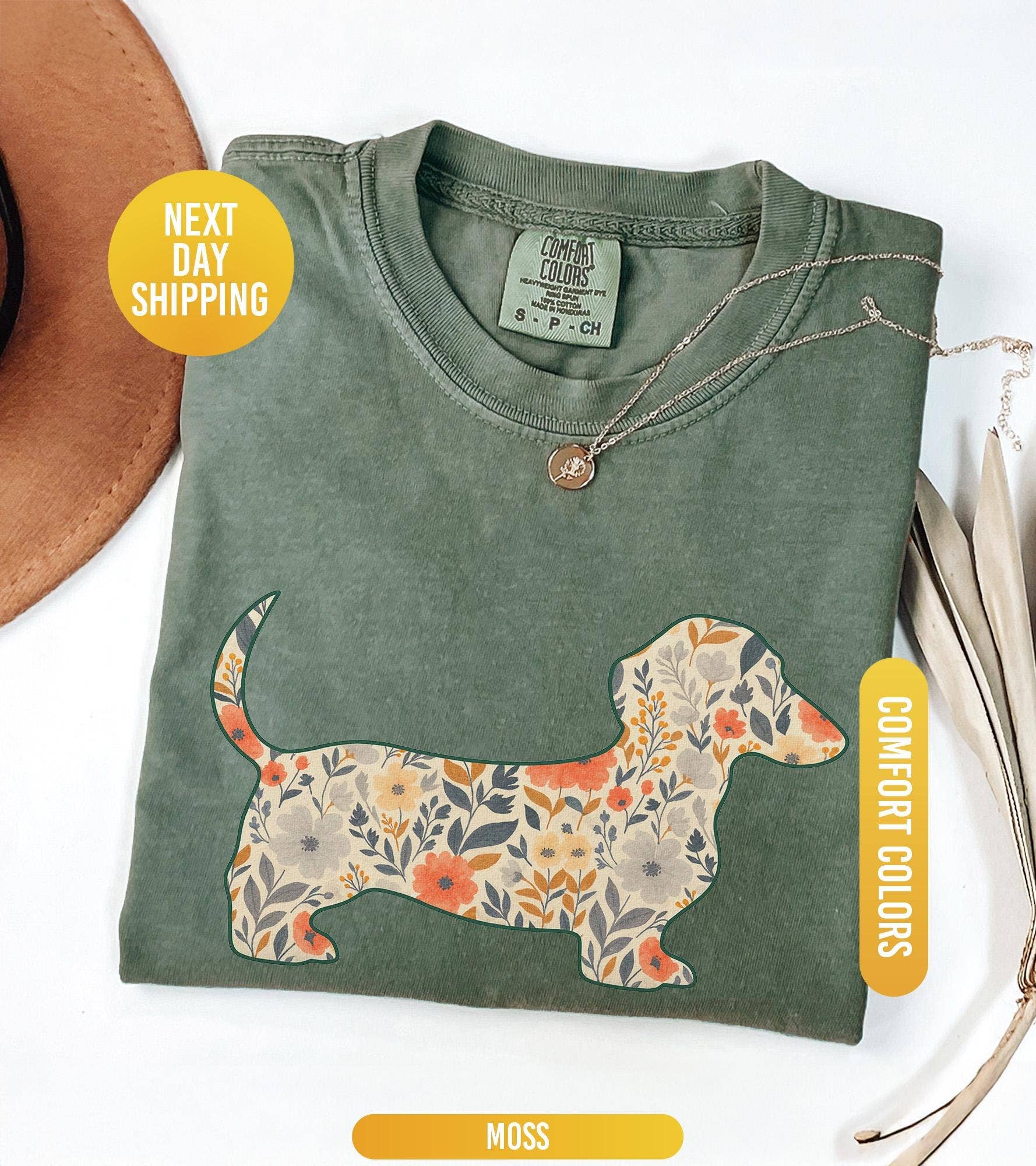 Floral Dachshund Tshirt, Gift For Wiener Dog Mom Hoodie, Sweatshirt | PodTeesHub.com