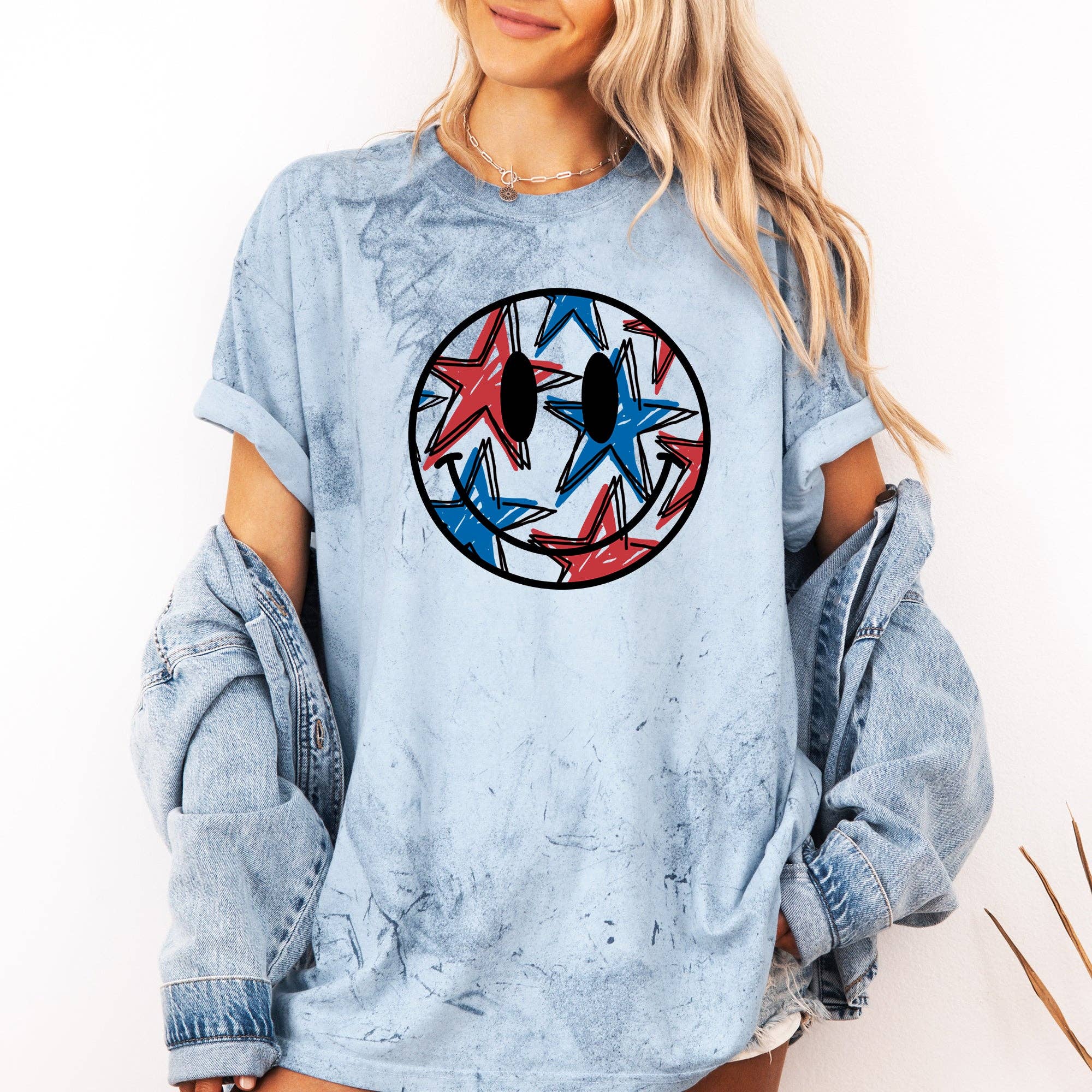 Retro Smiley, USA, America, 4th of July, Color Blast Tshirt Hoodie, Sweatshirt | PodTeesHub.com
