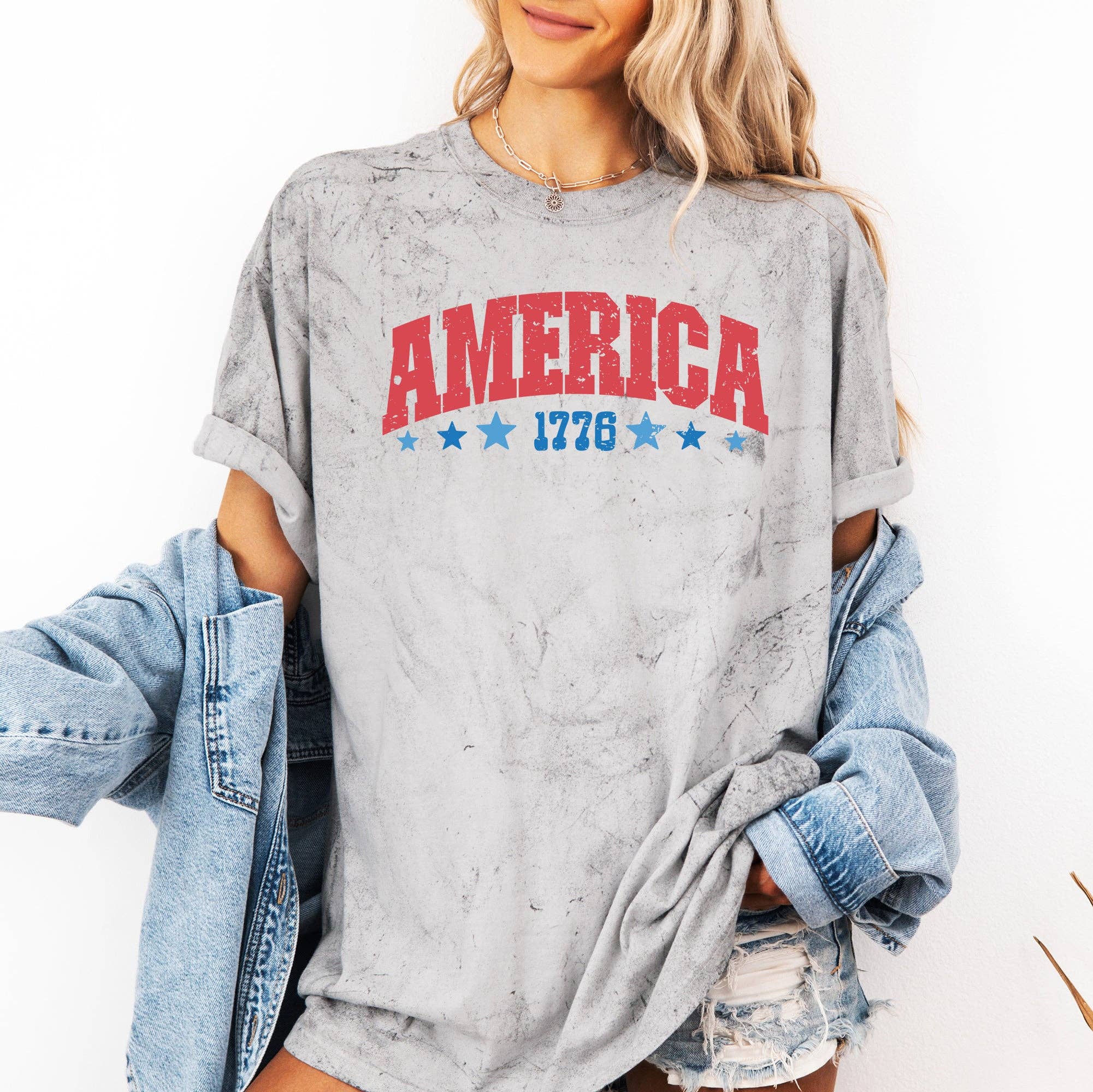 America, 1776, USA, 4th of July, Color Blast Tshirt Hoodie, Sweatshirt | PodTeesHub.com