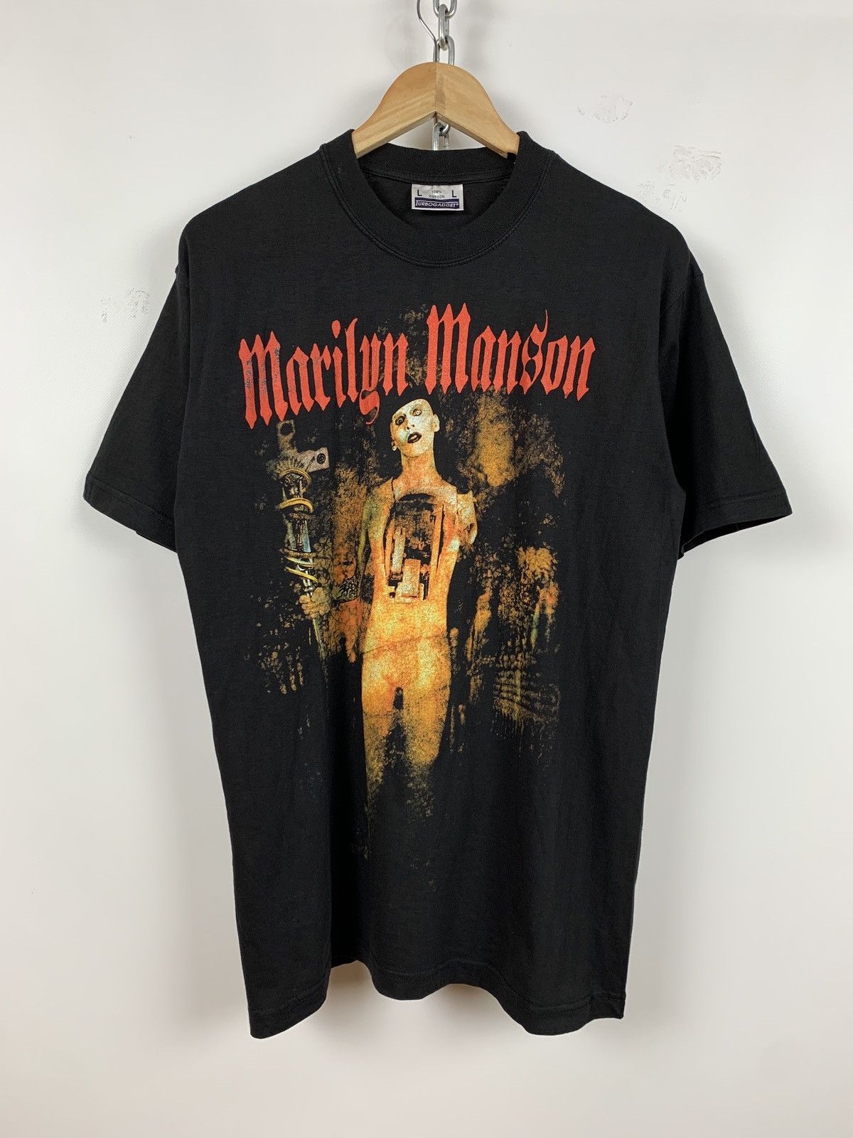 Band Tees 90s Vintage Marilyn Manson Tetragrammaton Band T Shirt Hoodie, Sweatshirt | PodTeesHub.com