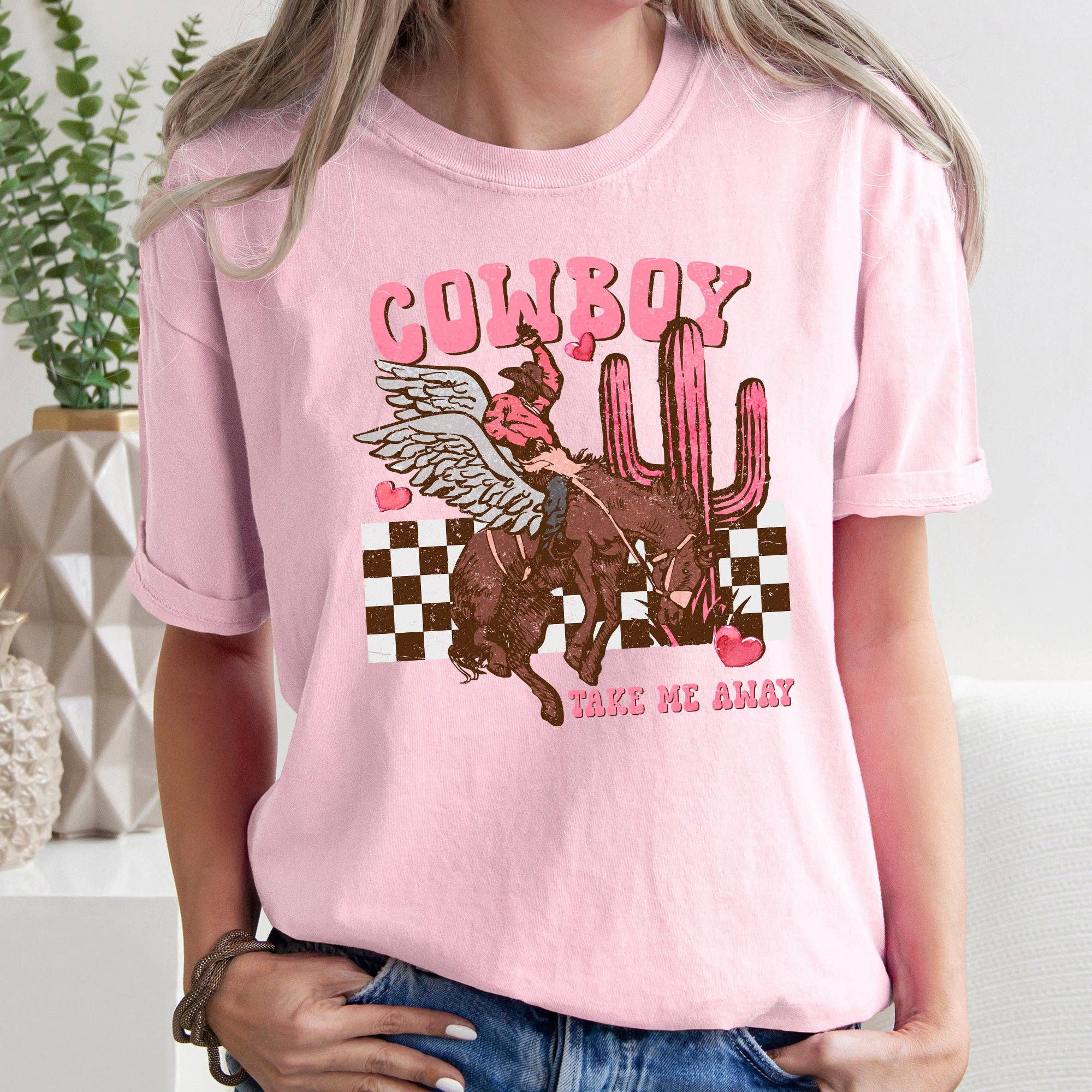 Cowboy Take Me Away, Western, Country, Comfort Colors Tshirt, Valentine's Day Hoodie, Sweatshirt | PodTeesHub.com