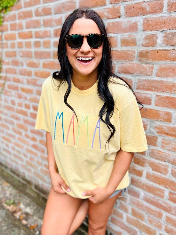 Mama Pastel Dunn Font Embroidered Tee Hoodie, Sweatshirt | PodTeesHub.com