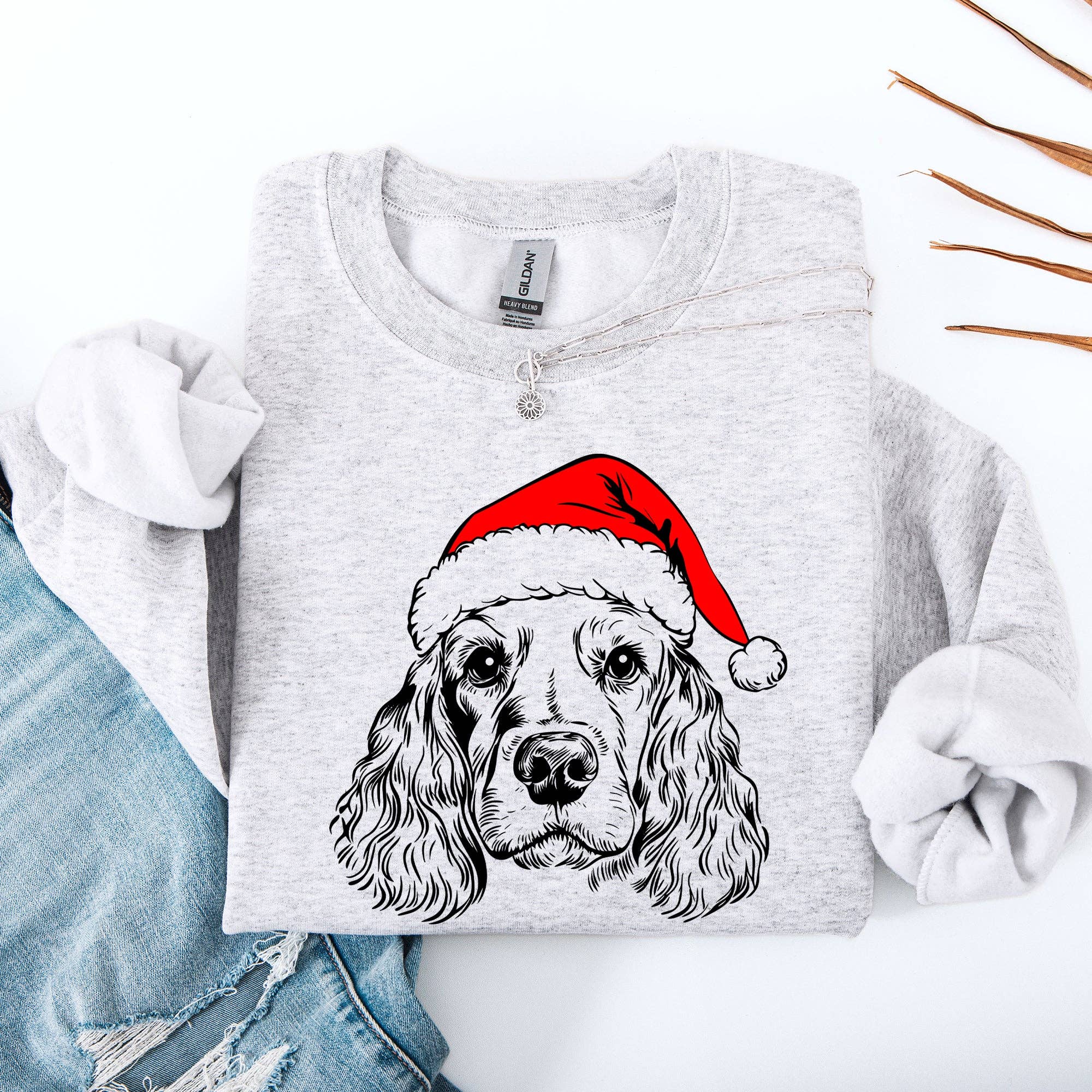 Cocker Spaniel, Santa, Christmas, Dog Lover, Pet Sweatshirt T-Shirts, Hoodie | PodTeesHub.com