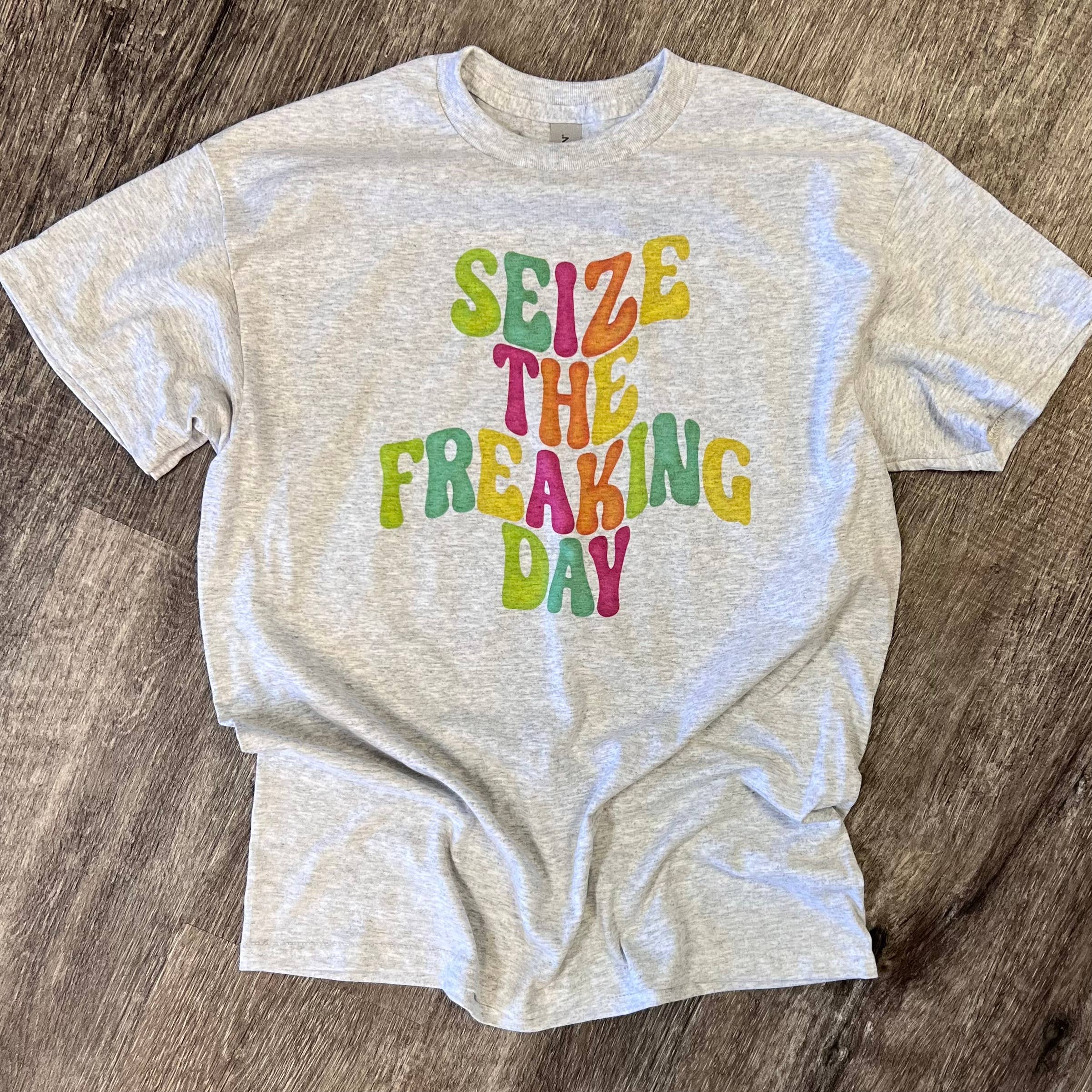 Seize the Freaking Day On Ash Gray Tee Hoodie, Sweatshirt | PodTeesHub.com