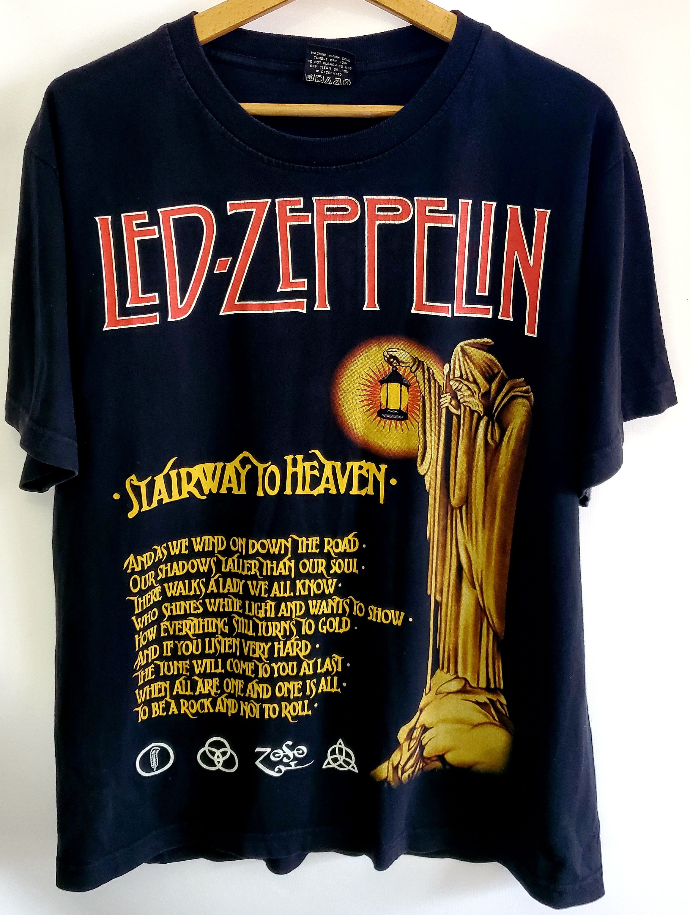 Led Zeppelin X Vintage Vintage Led Zeppelin Stairway To Heaven Band Tee Shirt Sz L Hoodie, Sweatshirt | PodTeesHub.com