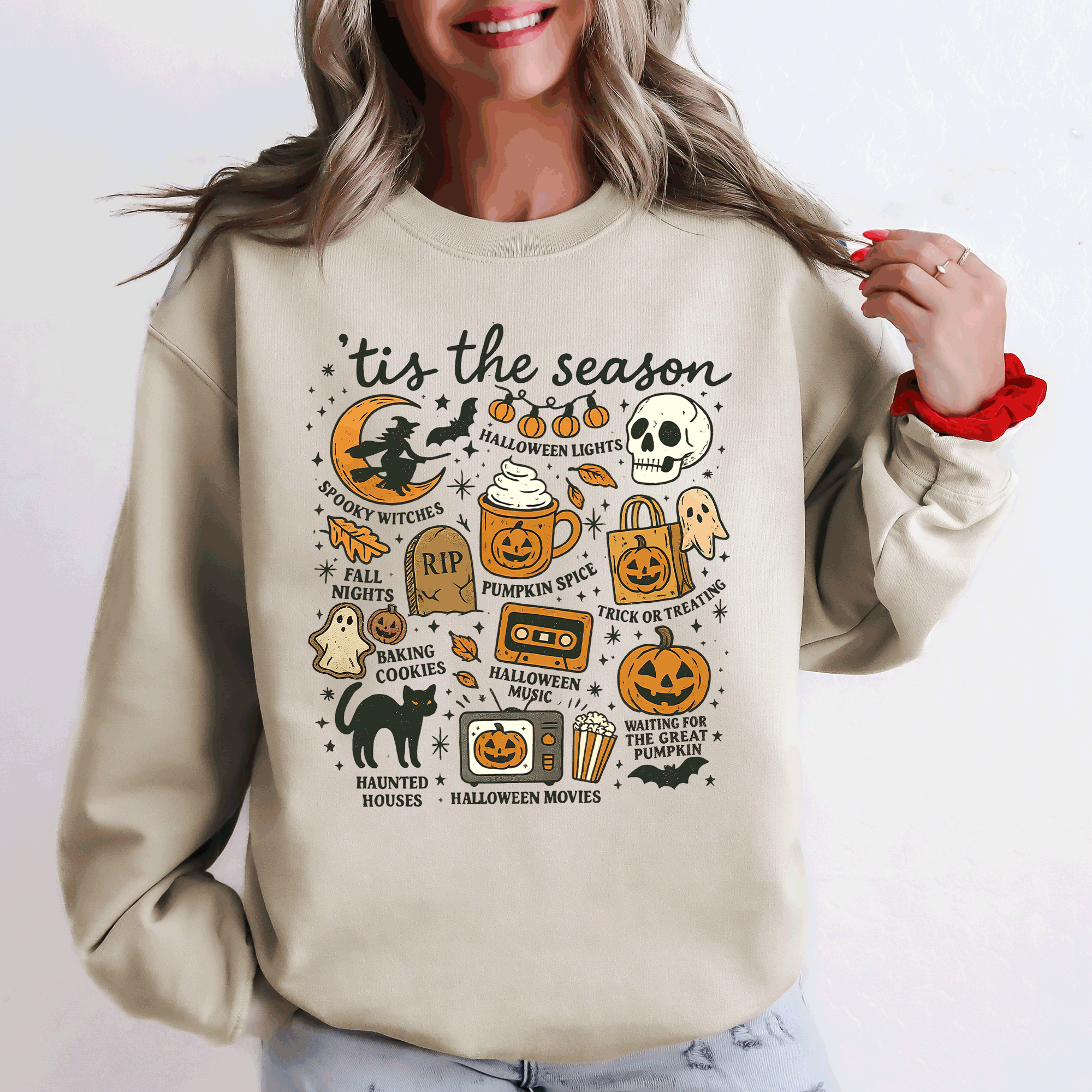 Tis the Season, Halloween, Skeleton, Black Cat Sweatshirt T-Shirts, Hoodie | PodTeesHub.com
