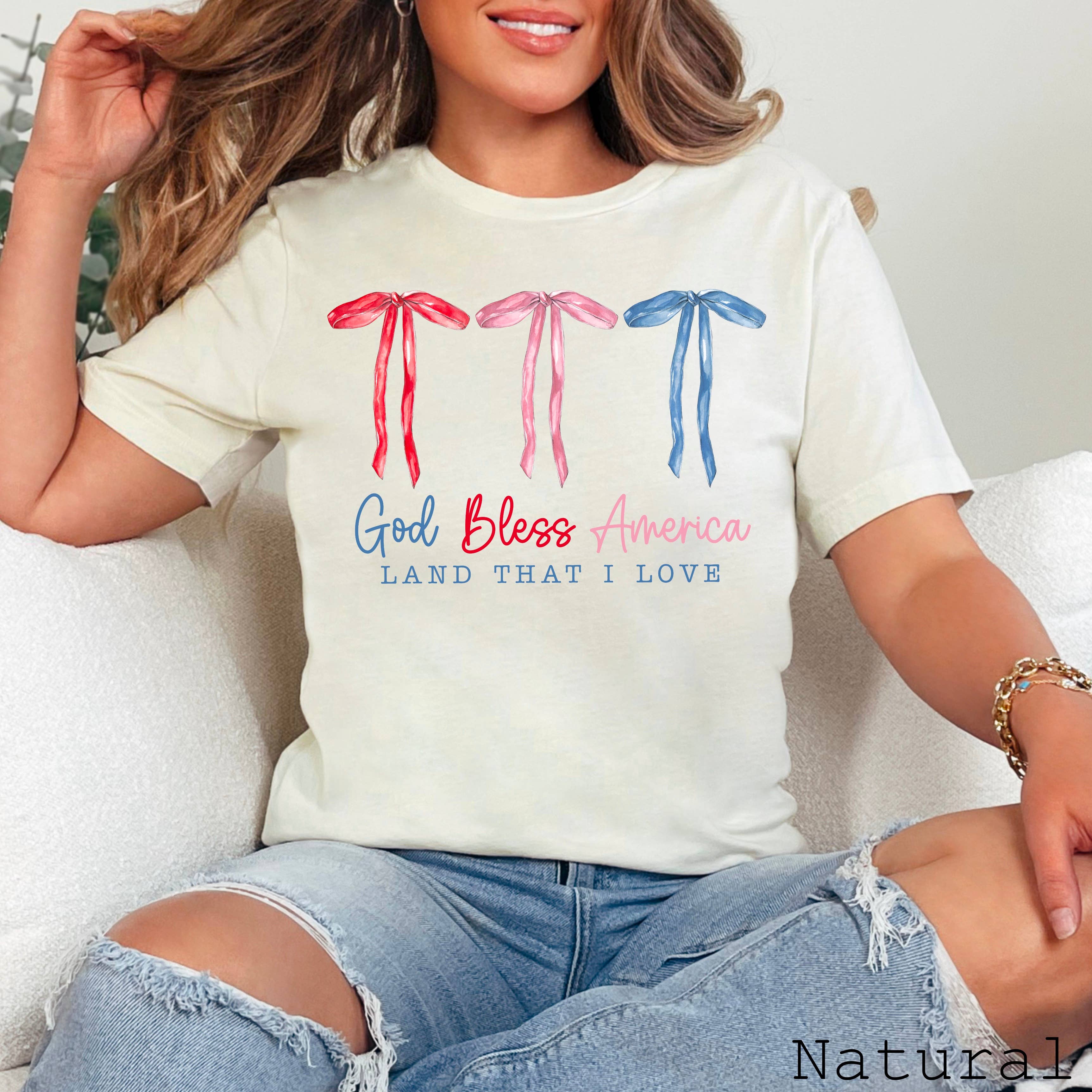 July 4th Graphic Tee | God Bless America  | Bella Canvas Hoodie, Sweatshirt | PodTeesHub.com