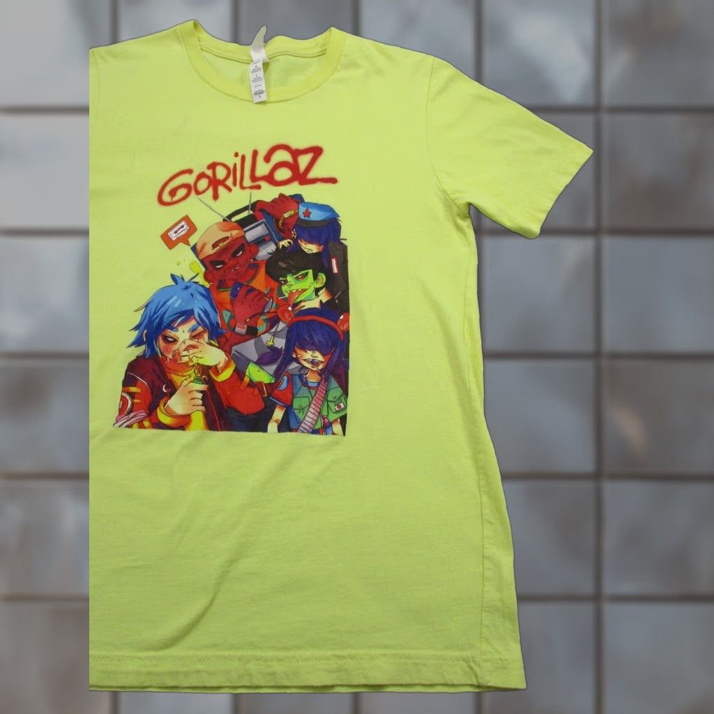 Vintage Gorillaz T Shirt Yellow 2d Band Shirt Merch Small S Adult Unisex Graphic Tee 2000s Y Hoodie, Sweatshirt