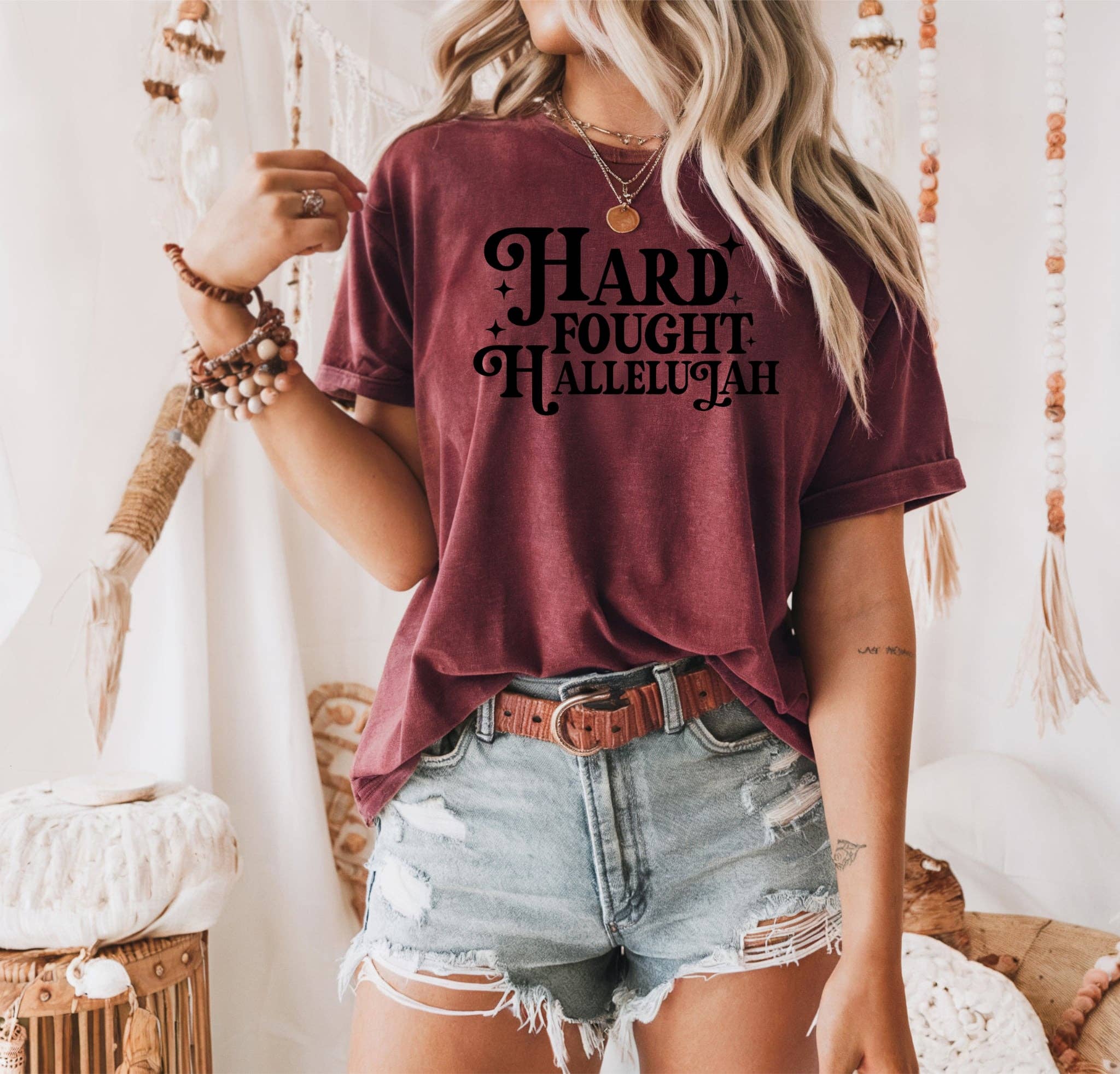 New Christian Hard Fought Hallelujah Graphic Tee Free Ship Hoodie, Sweatshirt | PodTeesHub.com