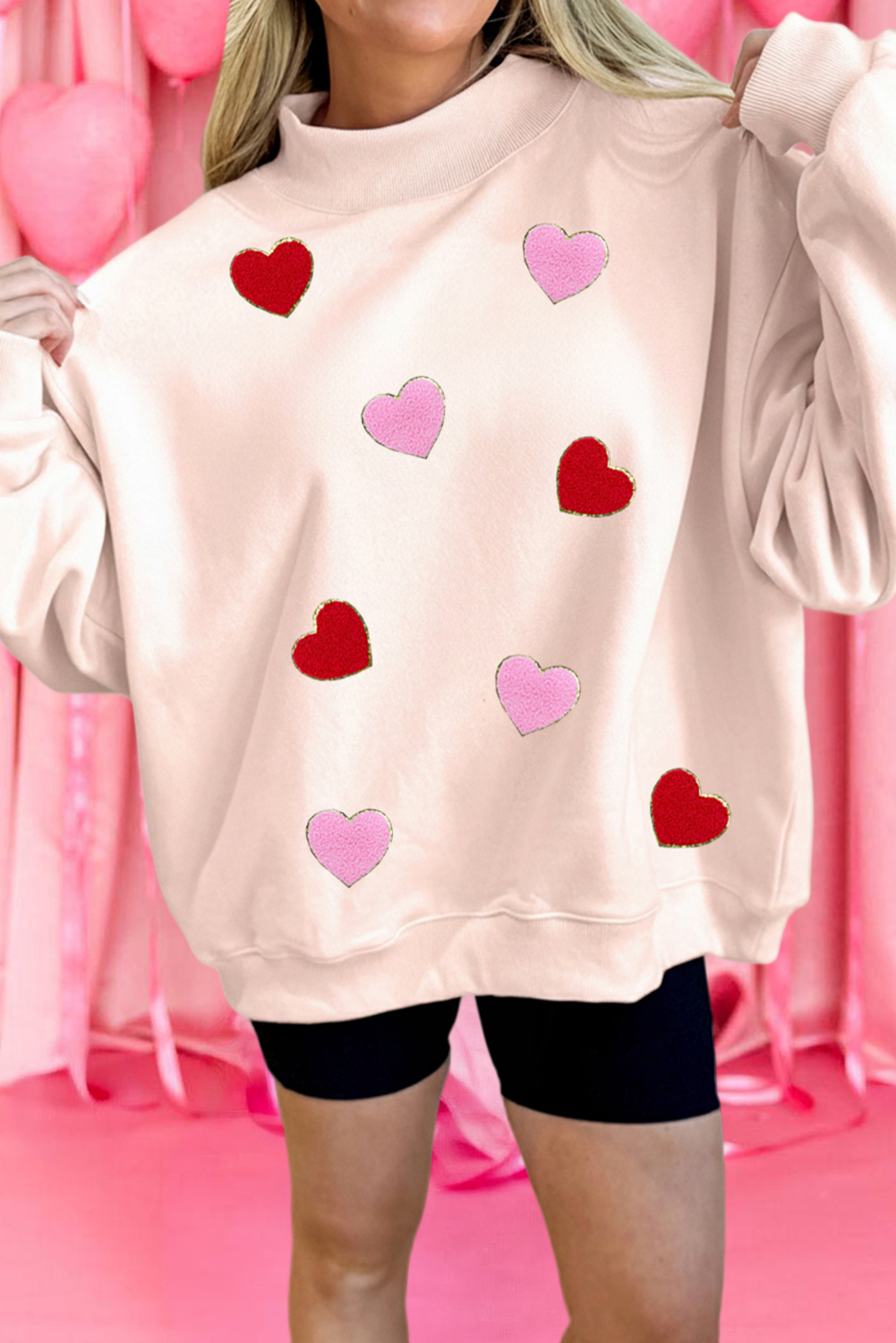 Glitter Trim Chenille Heart Valentine Sweatshirt (S-Xl) T-Shirts, Hoodie | PodTeesHub.com