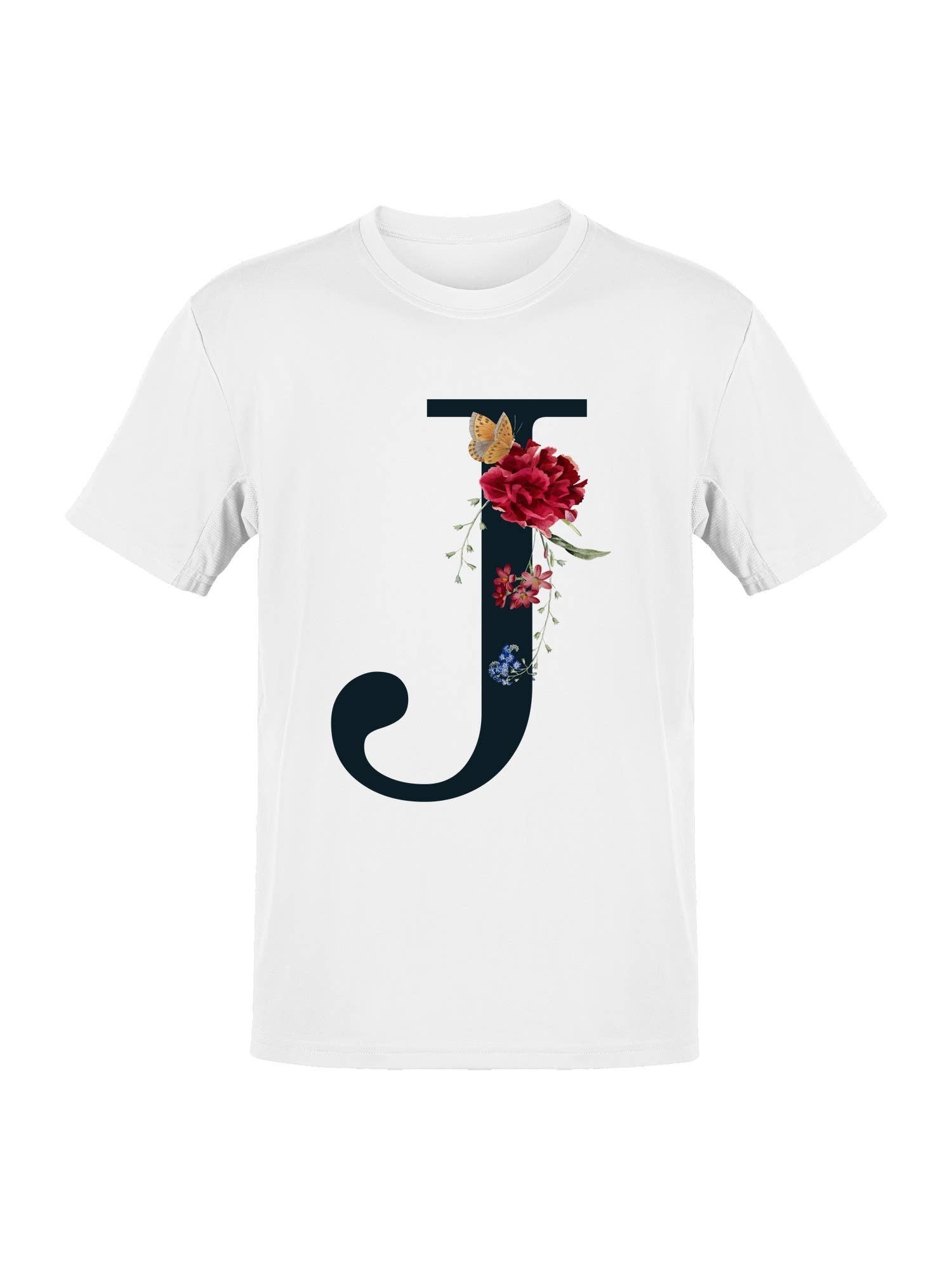 Floral Letter J with Butterfly Women's T-Shirt Hoodie, Sweatshirt | PodTeesHub.com