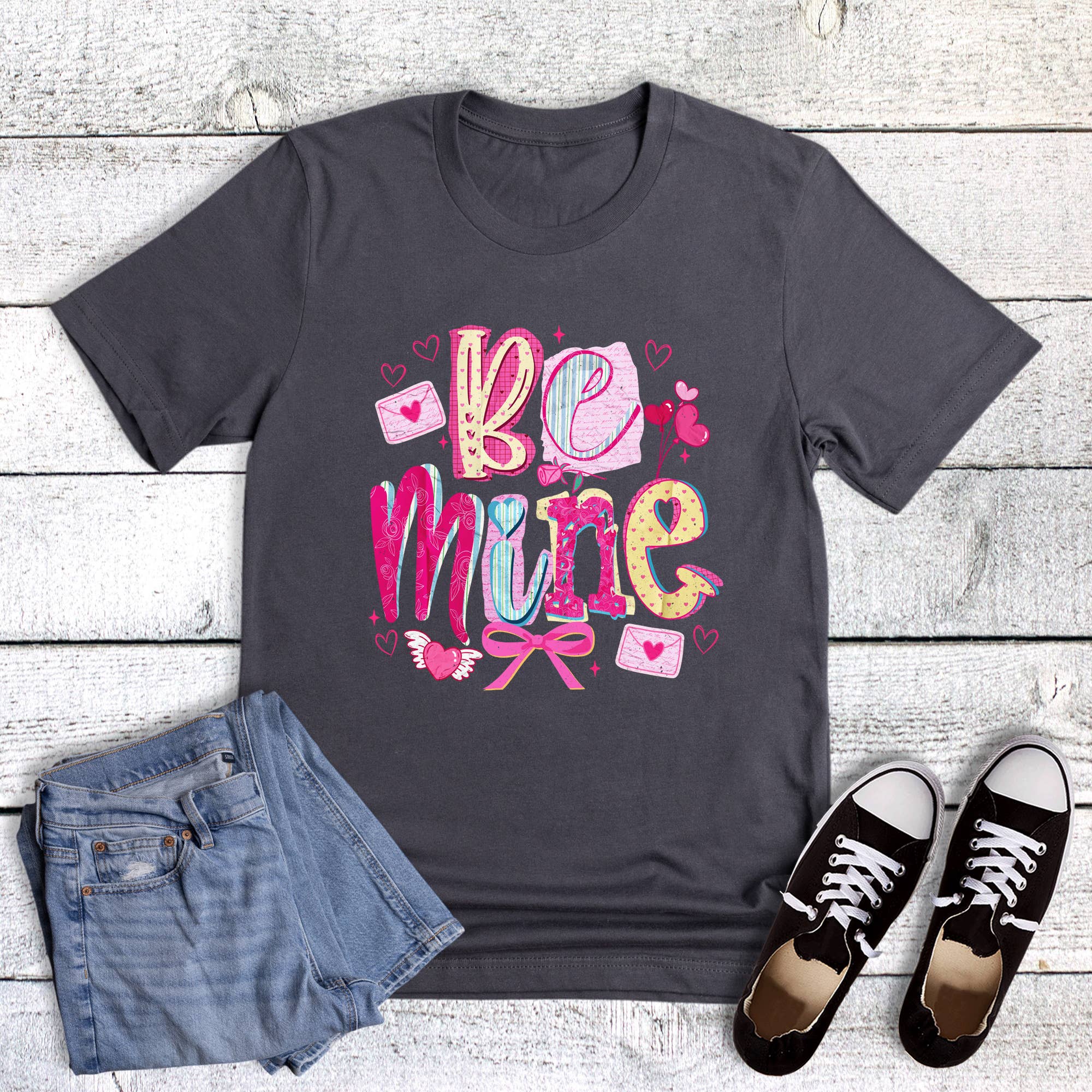 Valentine Be Mine Magazine Letters Graphic Tee Hoodie, Sweatshirt | PodTeesHub.com