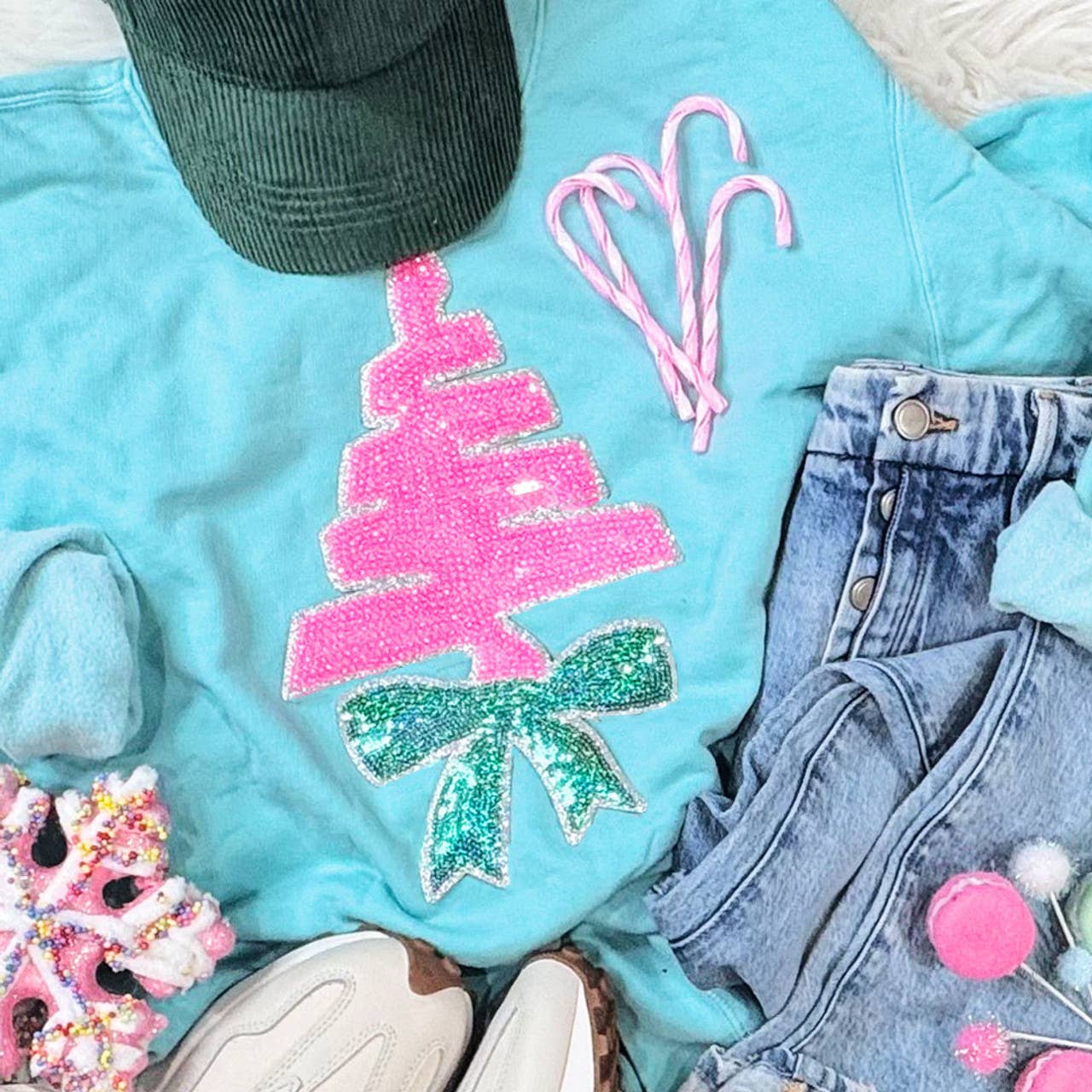Christmas Scribble Tree Sequin Sweatshirt T-Shirts, Hoodie | PodTeesHub.com