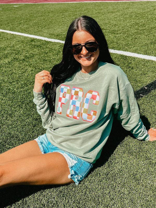 Custom Check Pattern Applique Sweatshirt T-Shirts, Hoodie | PodTeesHub.com