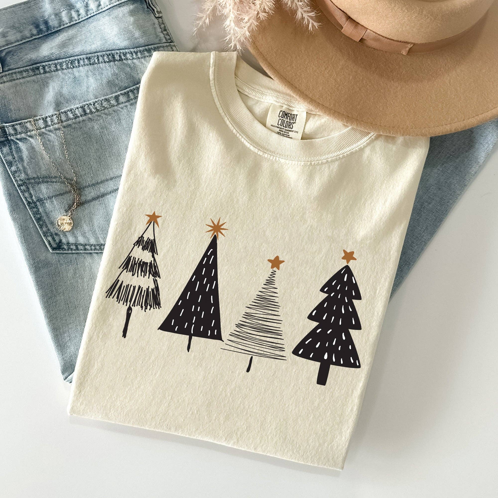 Minimalist Christmas Trees, Winter, Snow, Santa Tshirt Hoodie, Sweatshirt | PodTeesHub.com